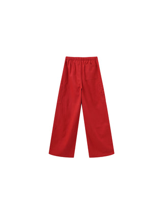 Relaxed Draped Straight-Leg Utility Pants