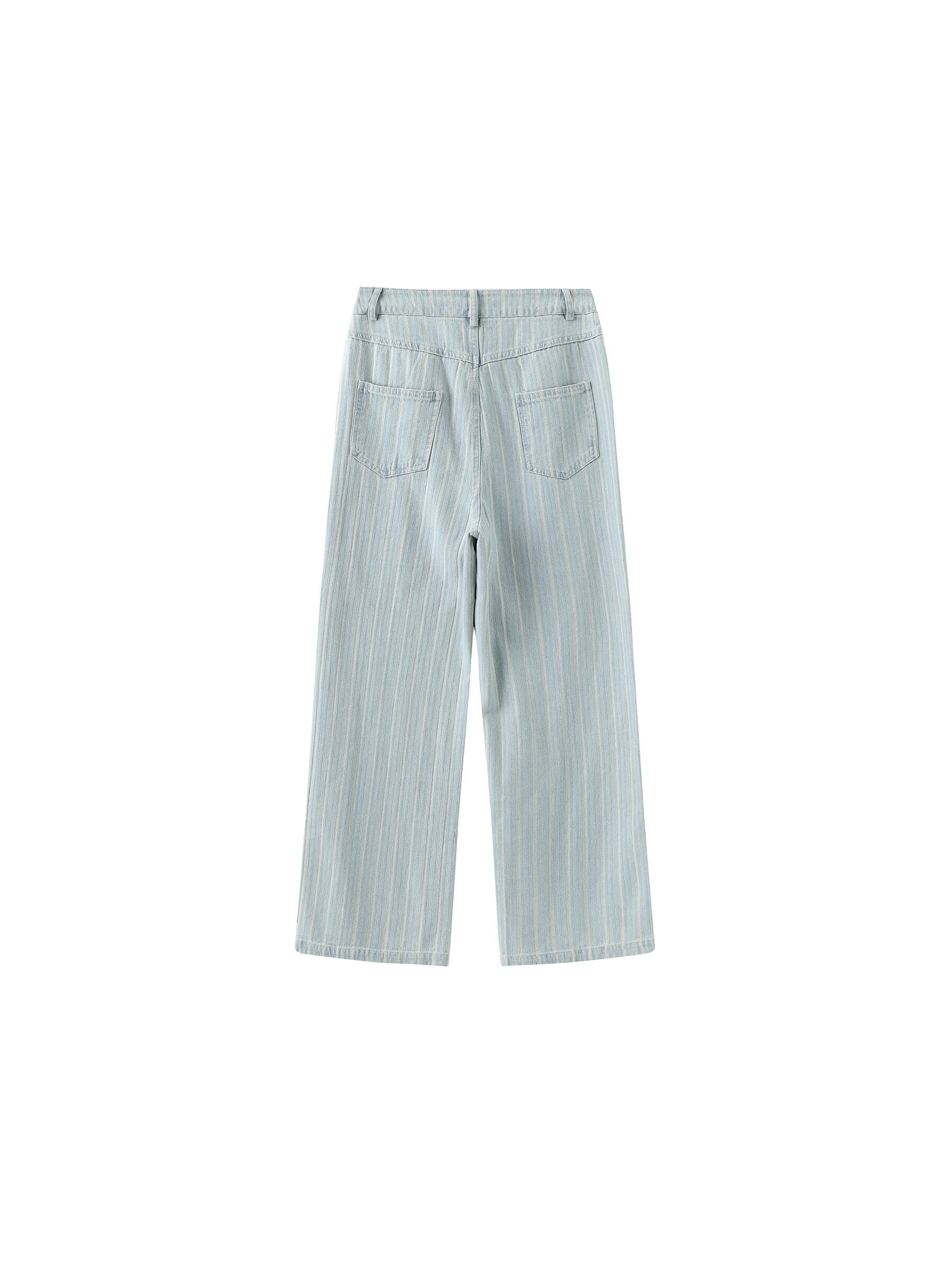 Pinstriped Wide Leg Cropped Jeans-16