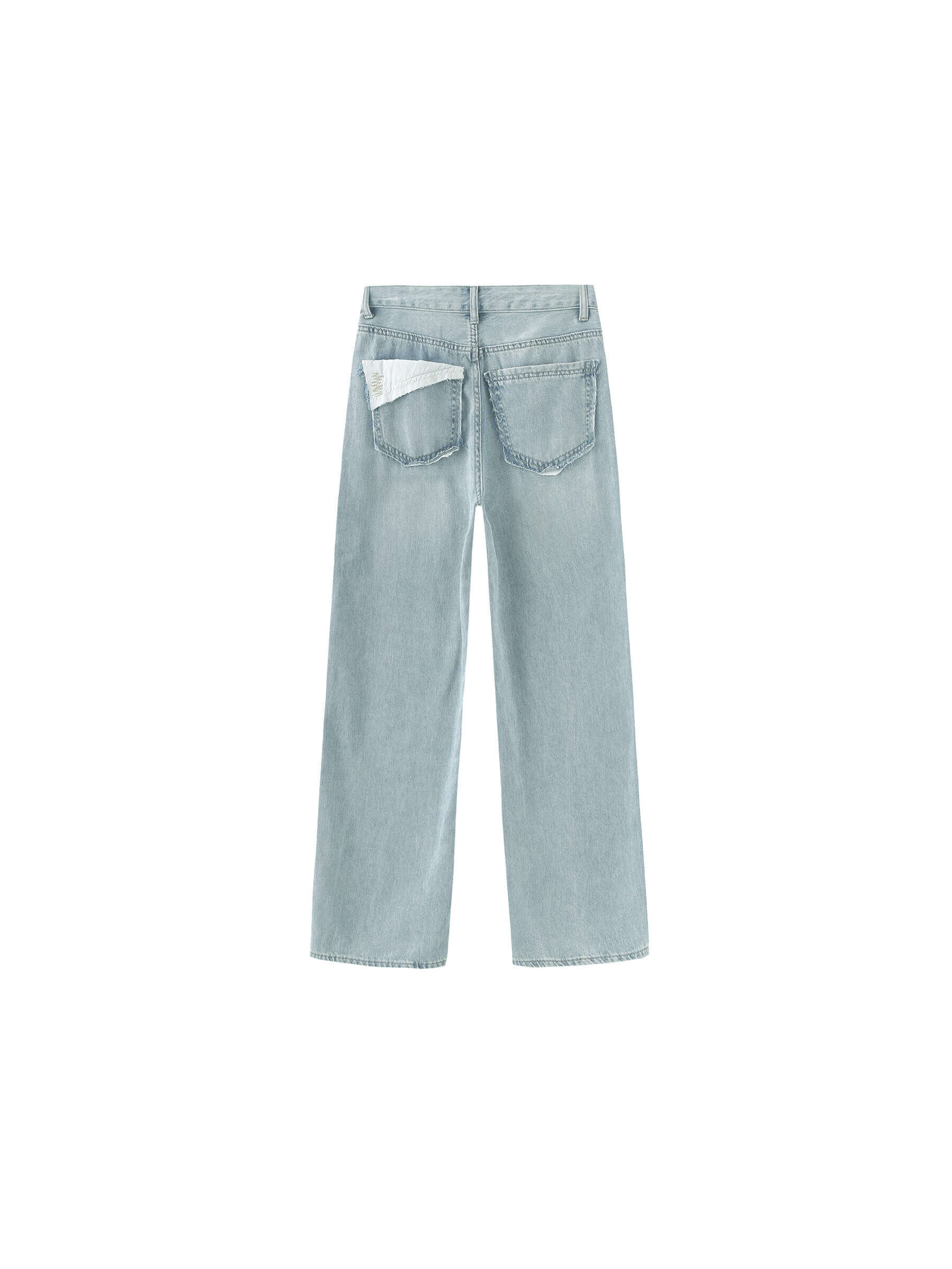 High Waist Loose Straight Washed Jeans-18