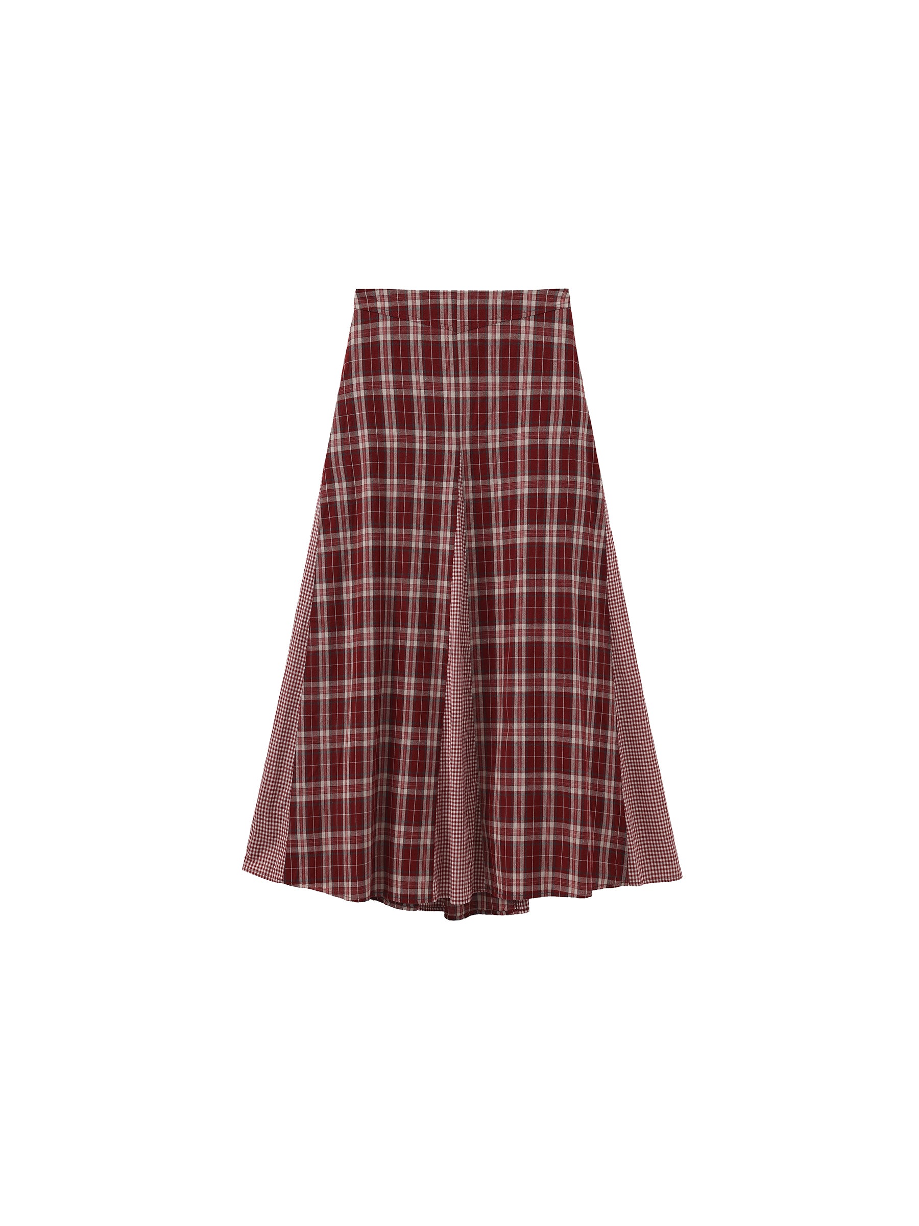 100% Cotton Patchwork Check A-Line Maxi Skirt-16