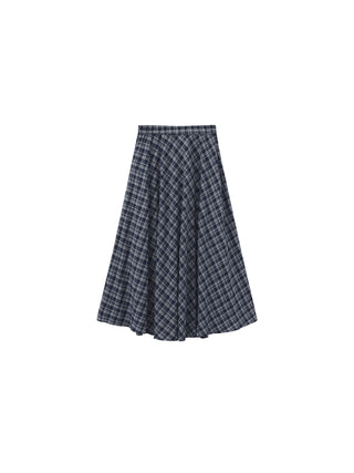 Plaid A-Line Skirt with Faux Shirt Sleeve Tie