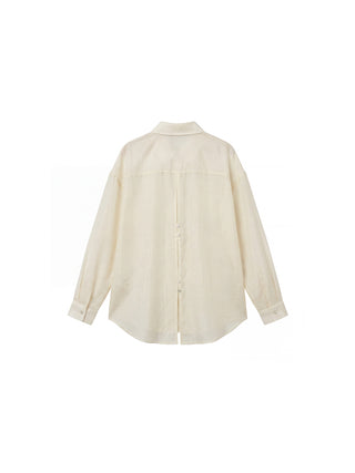 CUBIC Lyocell Oversized Sheer Button-Down Shirt