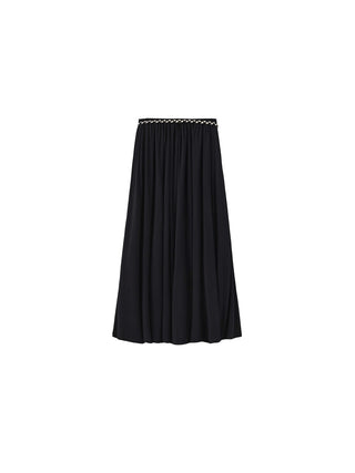 Pleated Hand-Braided High-Stretch Maxi Skirt