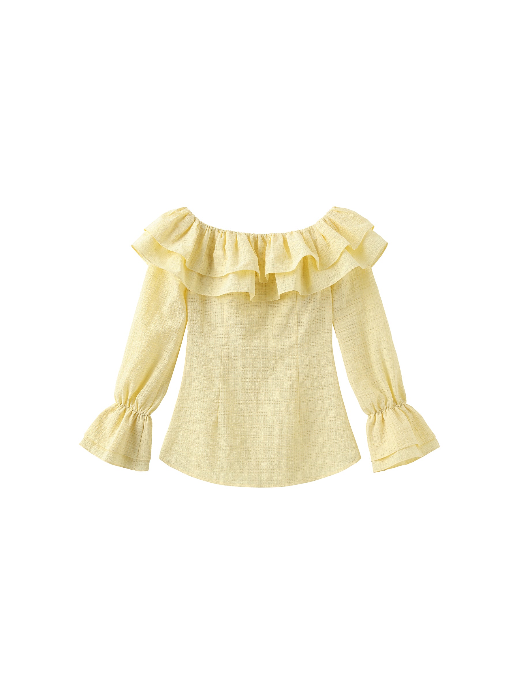 Frills Volume Off Neckline Shirt-17