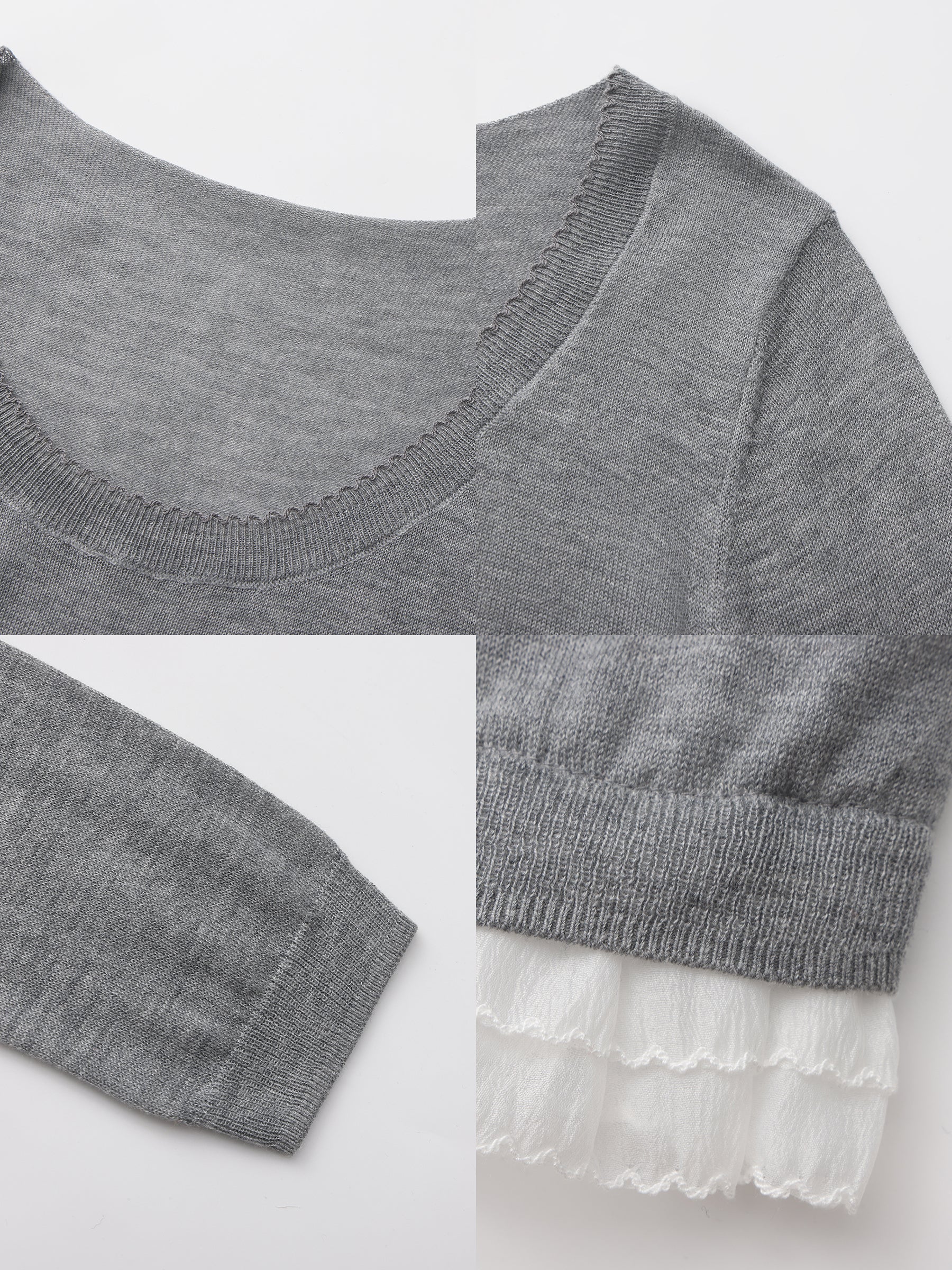 CUBIC Lace Trim Cropped Knit Top-16