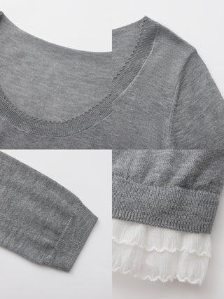 CUBIC Lace Trim Cropped Knit Top