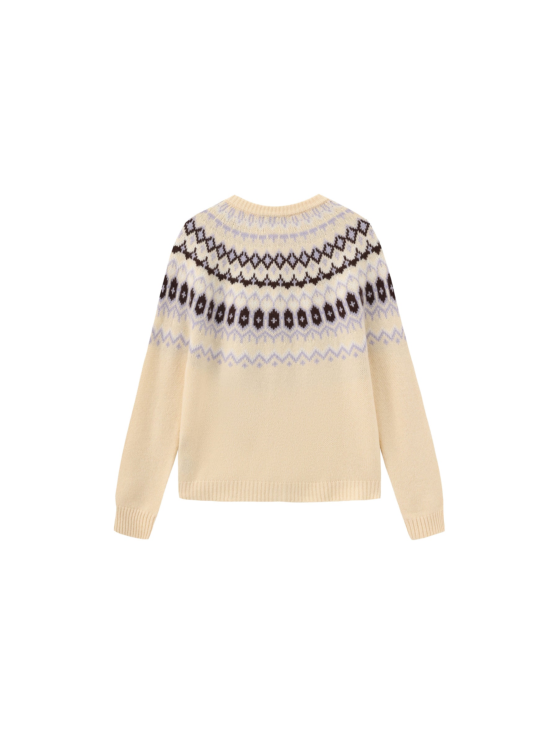 100% Wool Fair Isle Wool Knit Cardigan-14