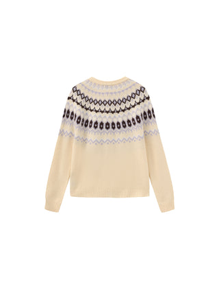 100% Wool Fair Isle Wool Knit Cardigan
