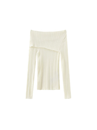 Off-Shoulder Long Sleeve Fitted Top