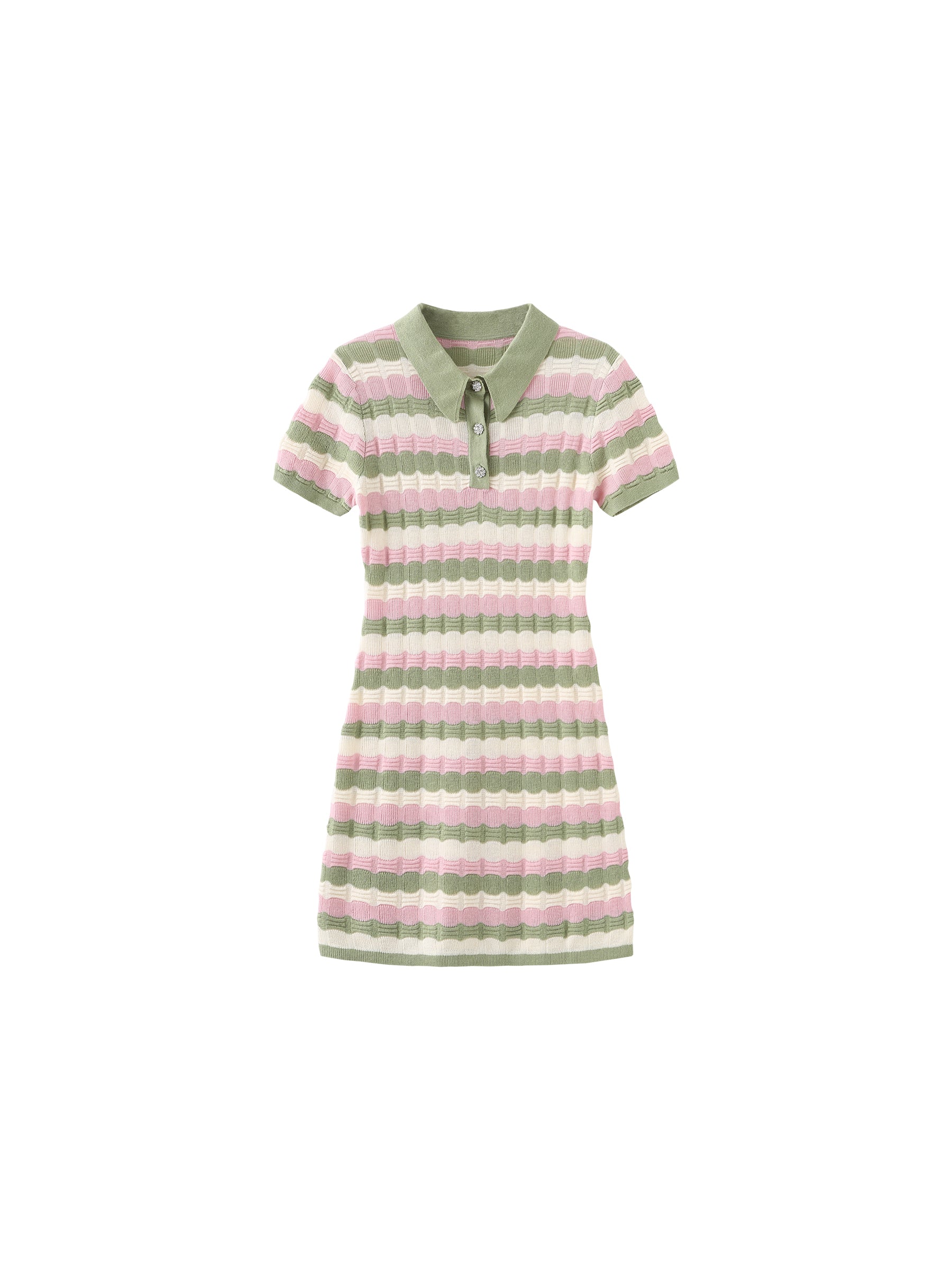 Polo Short Sleeve Striped Knit Dress-16