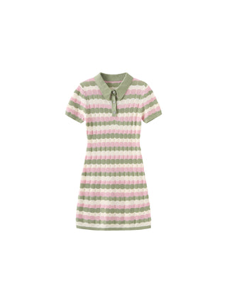 Polo Short Sleeve Striped Knit Dress