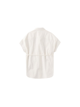 Beaded Placket Utility Short-Sleeve Shirt