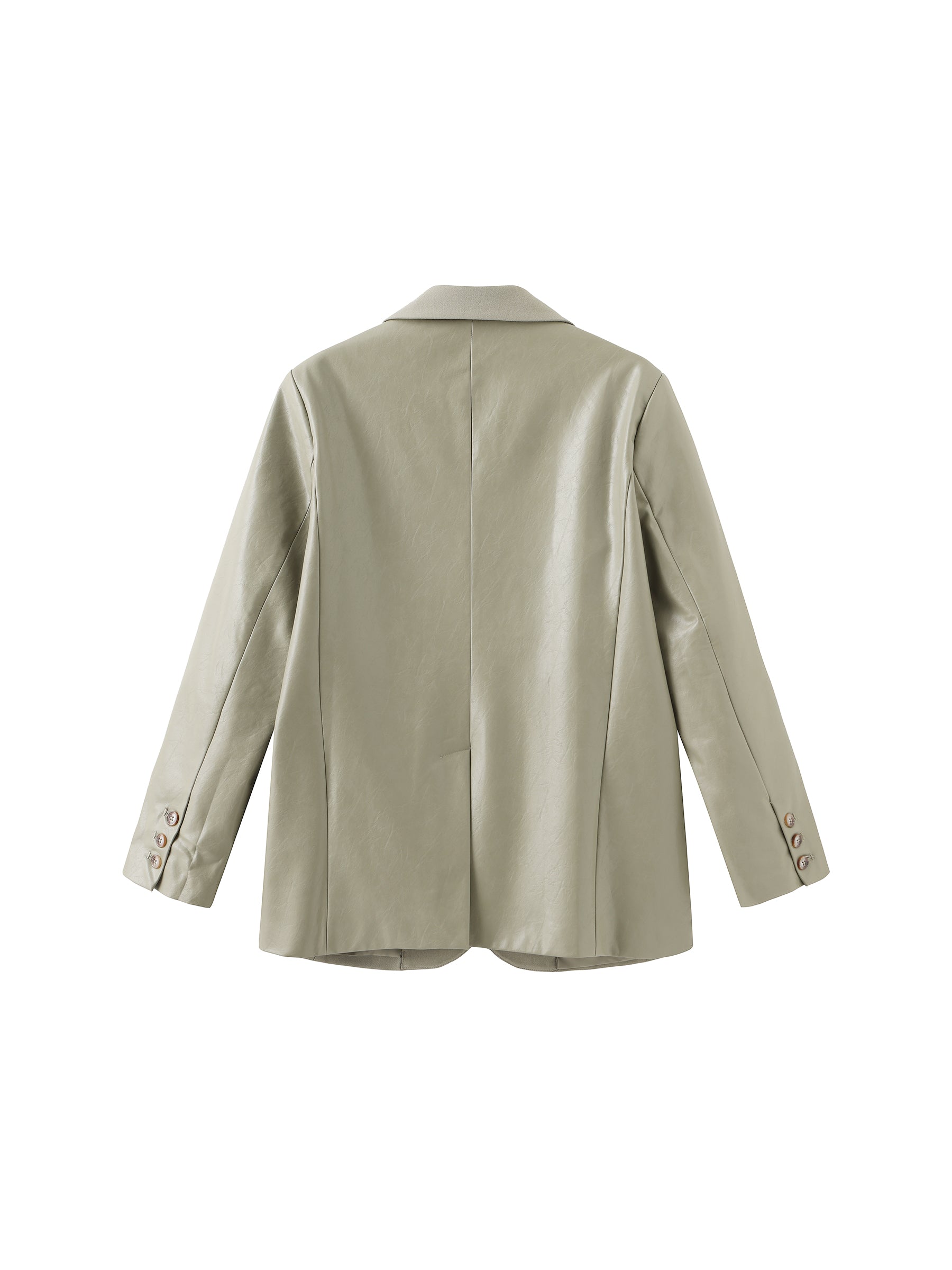 Faux Leather and Wool Oversized Blazer-18