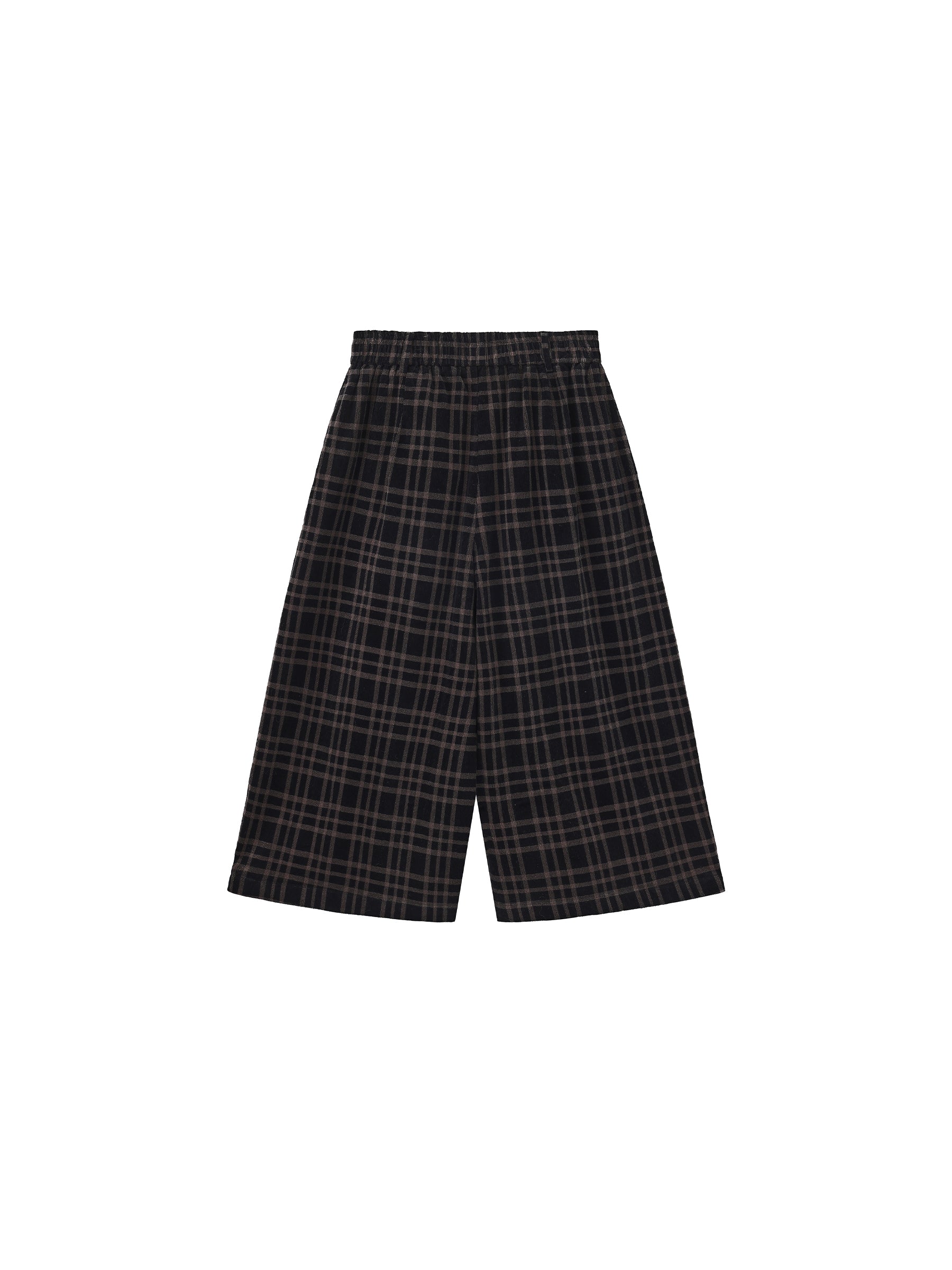 Vintage Plaid Curved Cropped Trousers-16