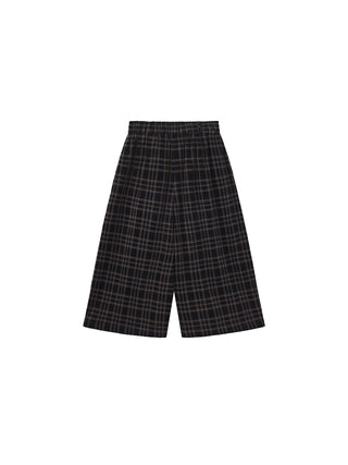 Vintage Plaid Curved Cropped Trousers