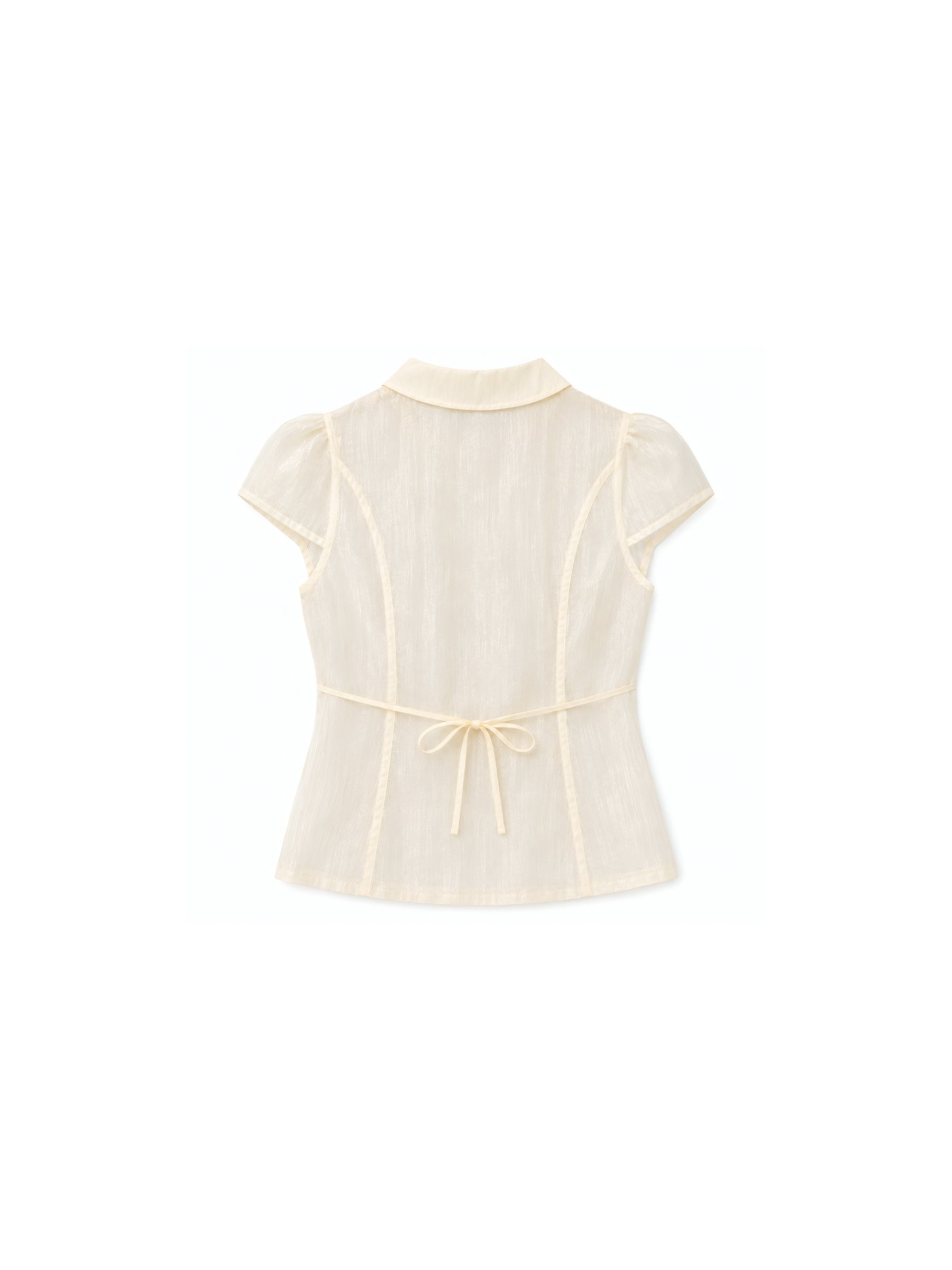 CUBIC Lyocell Semi-Sheer Fitted Blouse-16