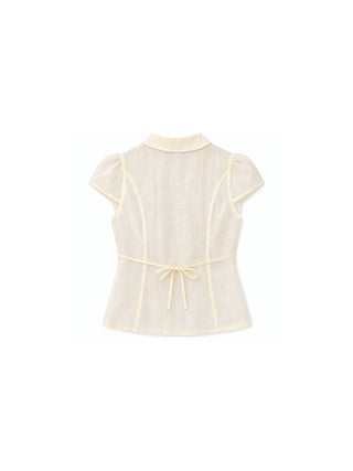 CUBIC Lyocell Semi-Sheer Fitted Blouse