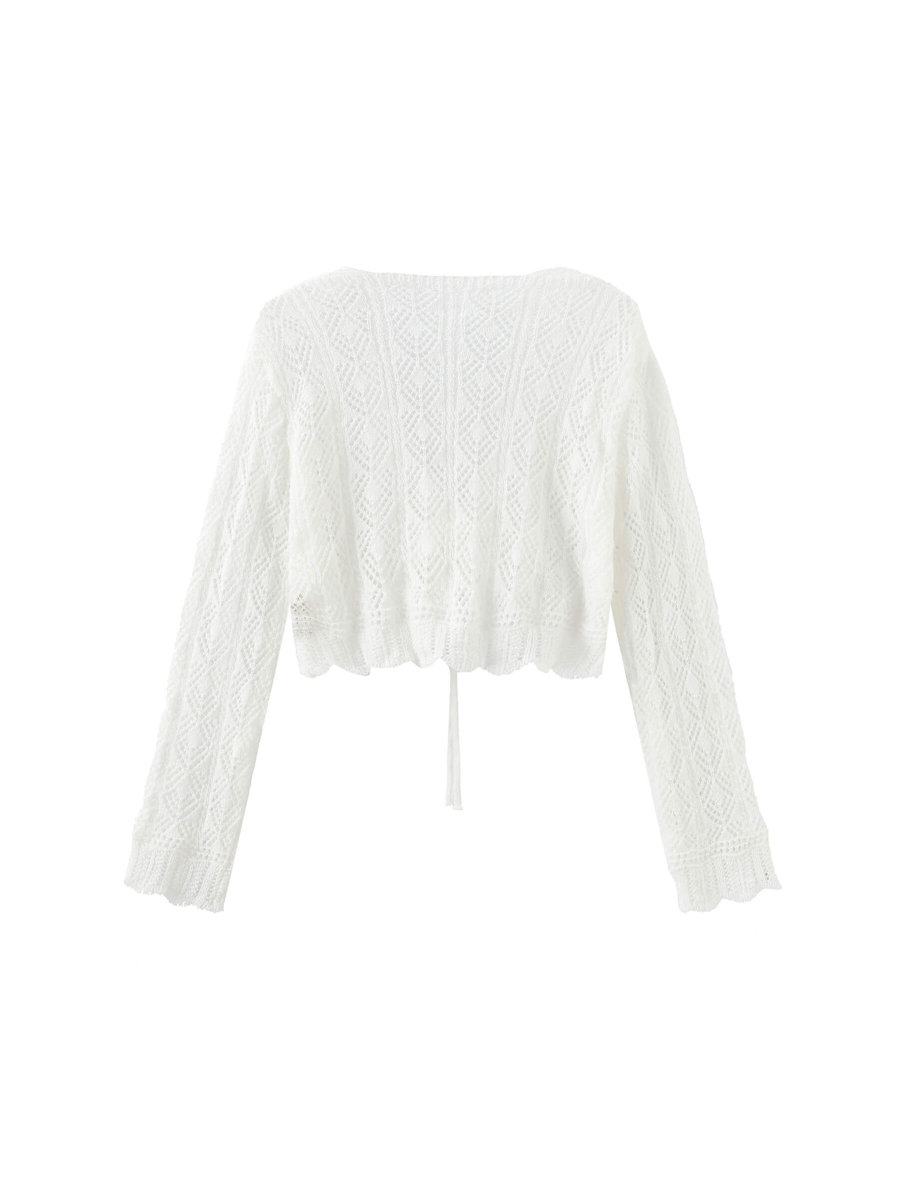 Thin Knit V-Neck Drawstring Top-18