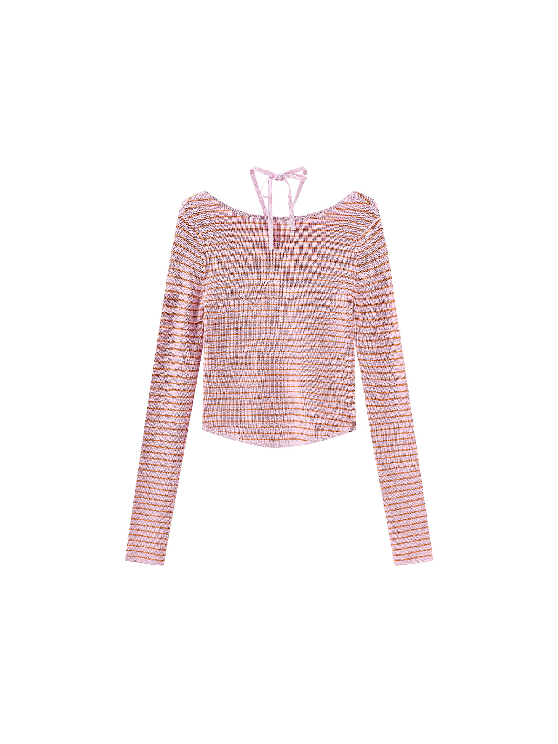 Chest Cut Out Striped Long Sleeve Top-16