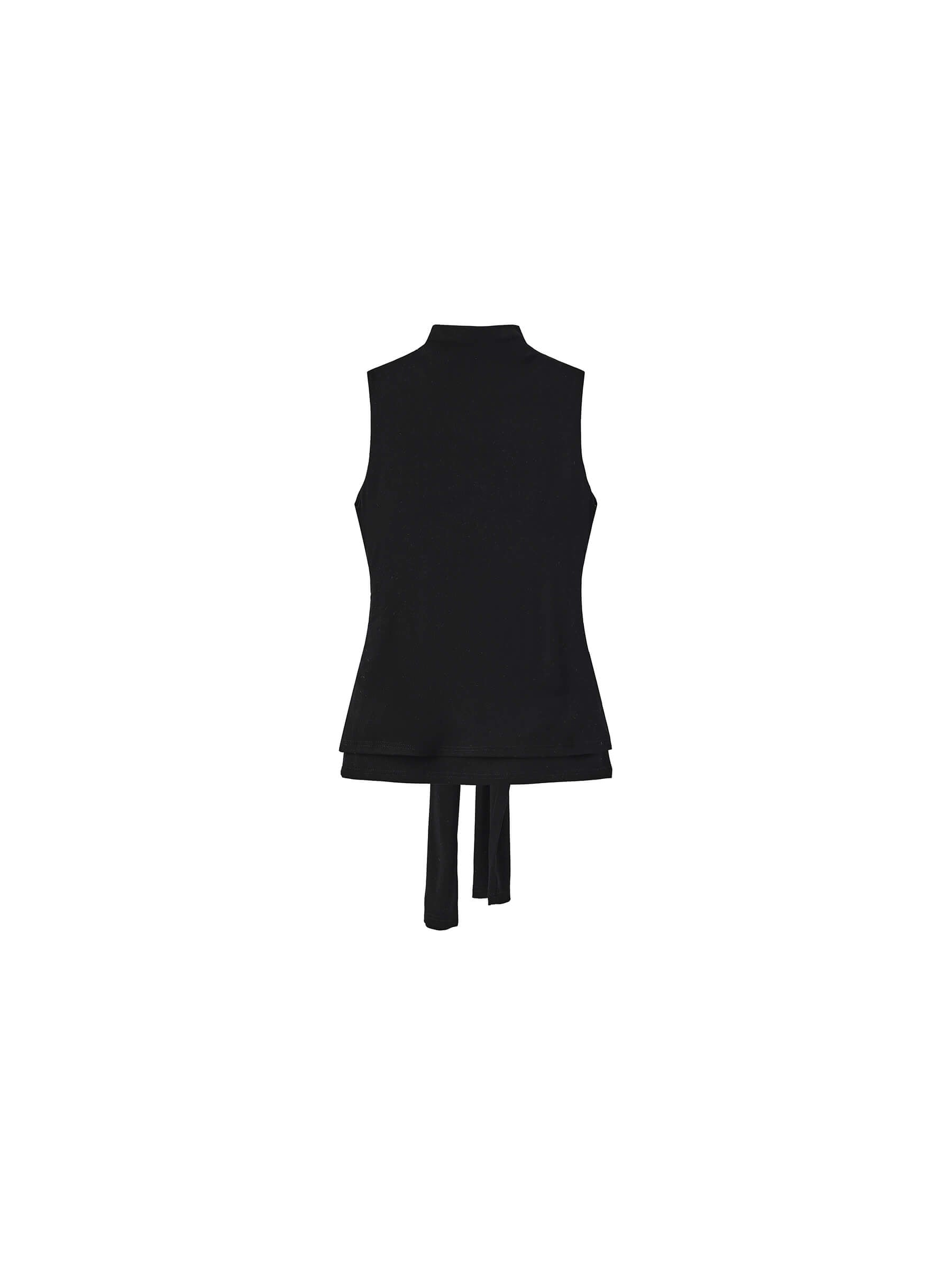 Tie-Detail Sleeveless Mock Neck Top-18