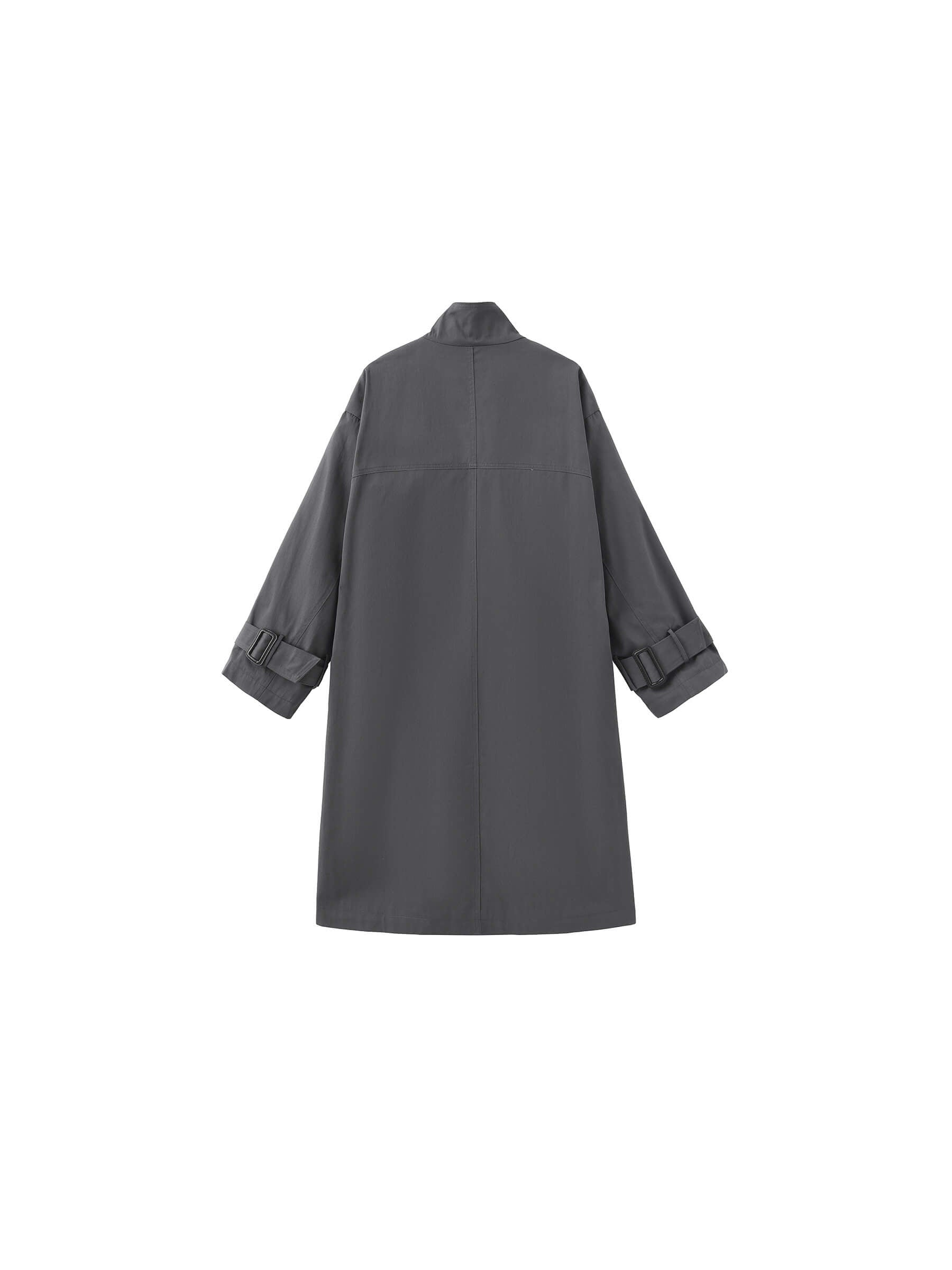 High Collar Long Trench Coat-18