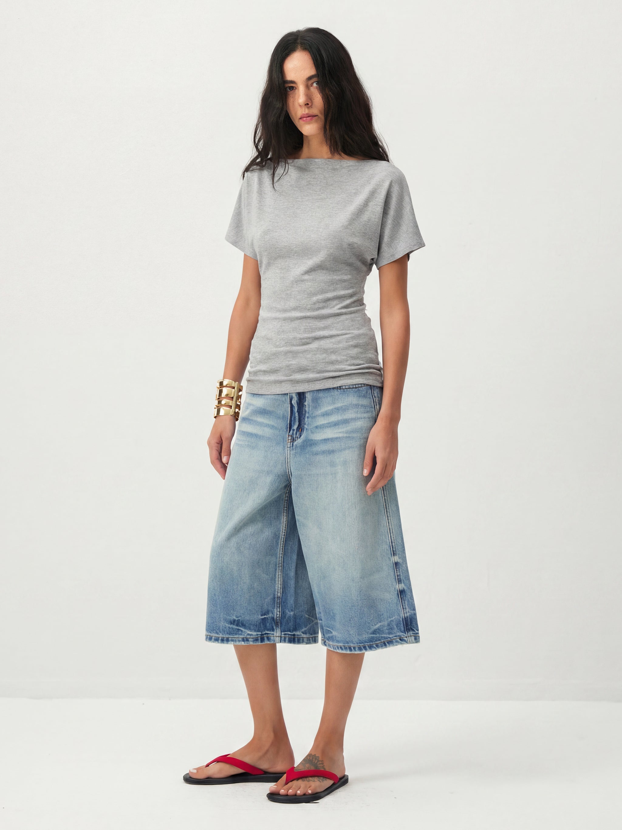 CUBIC Lyocell Blend Off-Shoulder Fitted Top-16