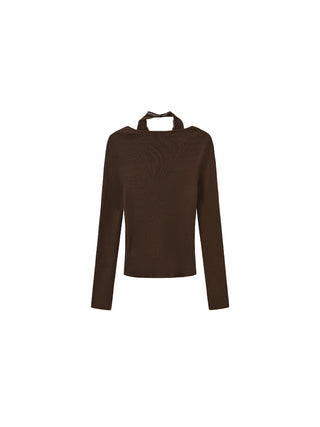 Layered Look Halter Neck Slim-Fit Knit Cardigan