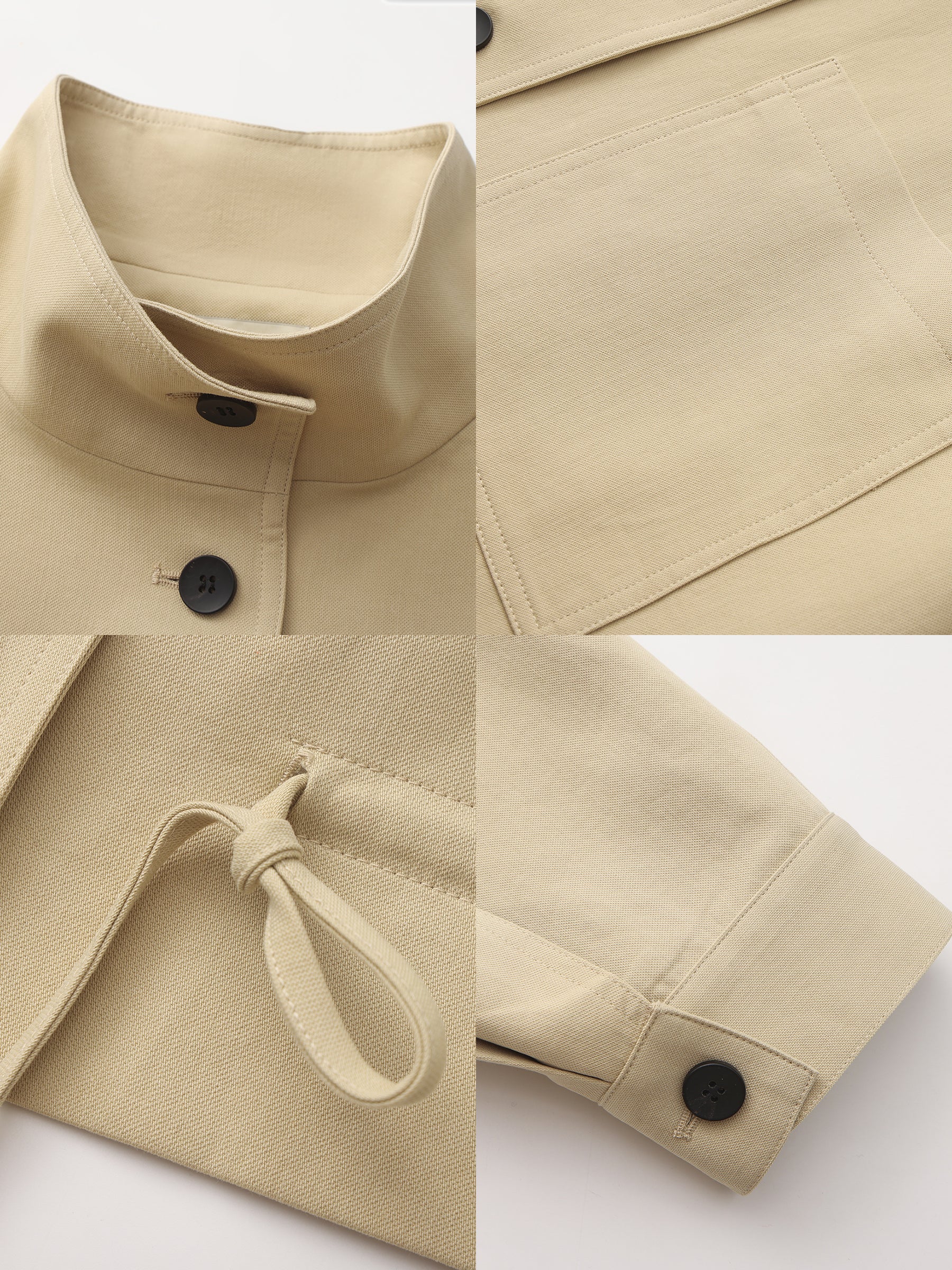 CUBIC Lyocell Drawstring Short Trench Coat-17