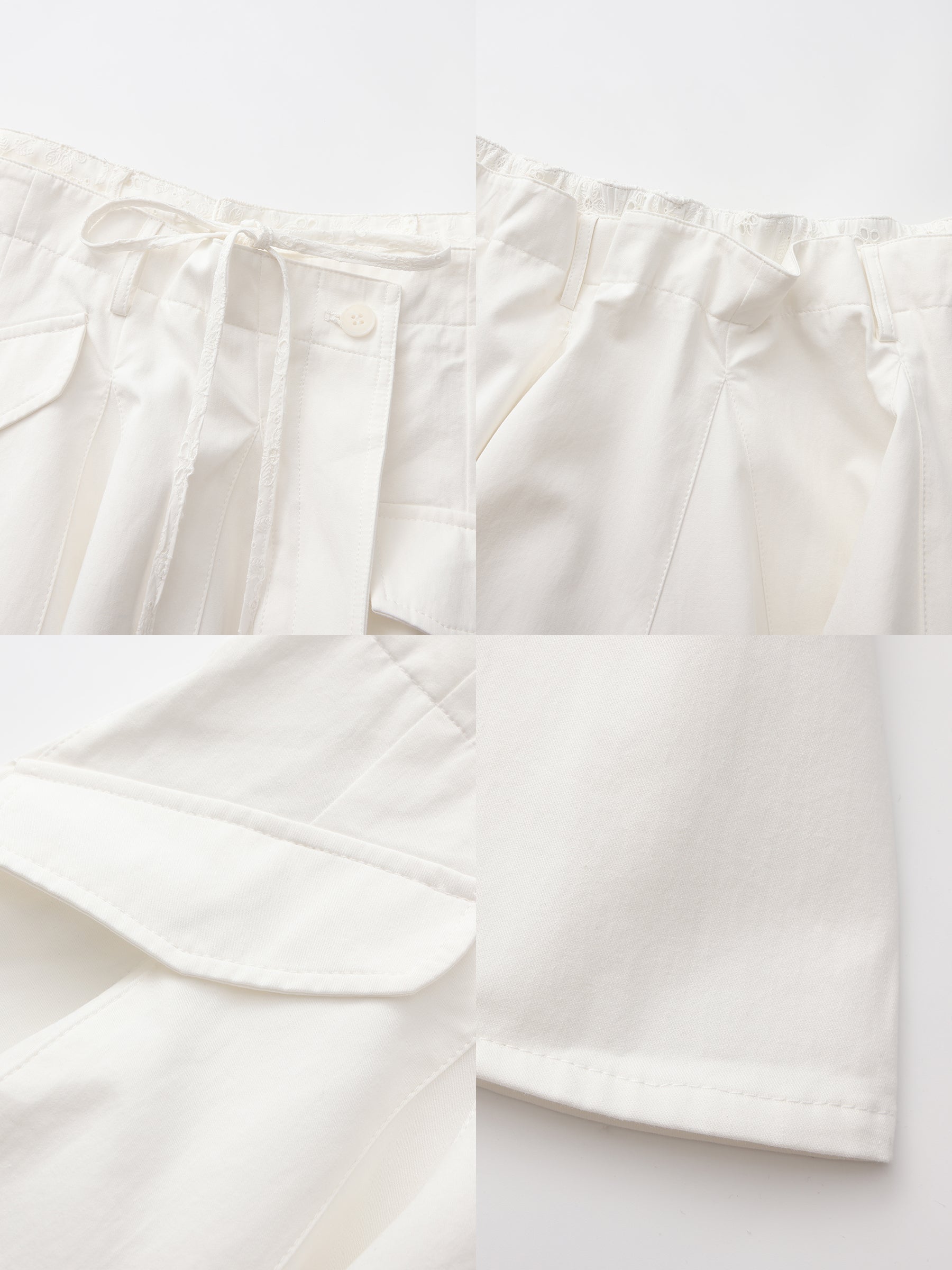 CUBIC Lace-Trimmed Drawstring Midi Skirt-17