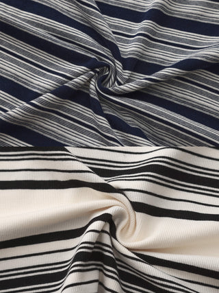 Off-Shoulder Striped Long-Sleeve Tee