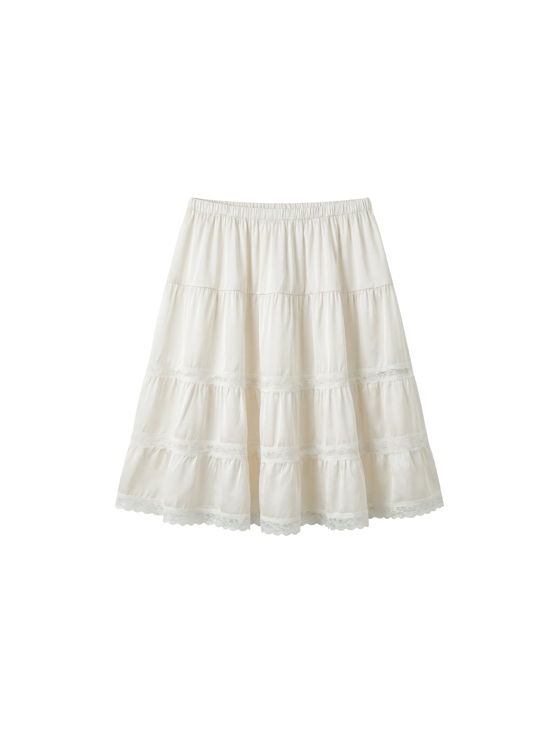 CUBIC Lace Tiered Satin Mini Skirt-17
