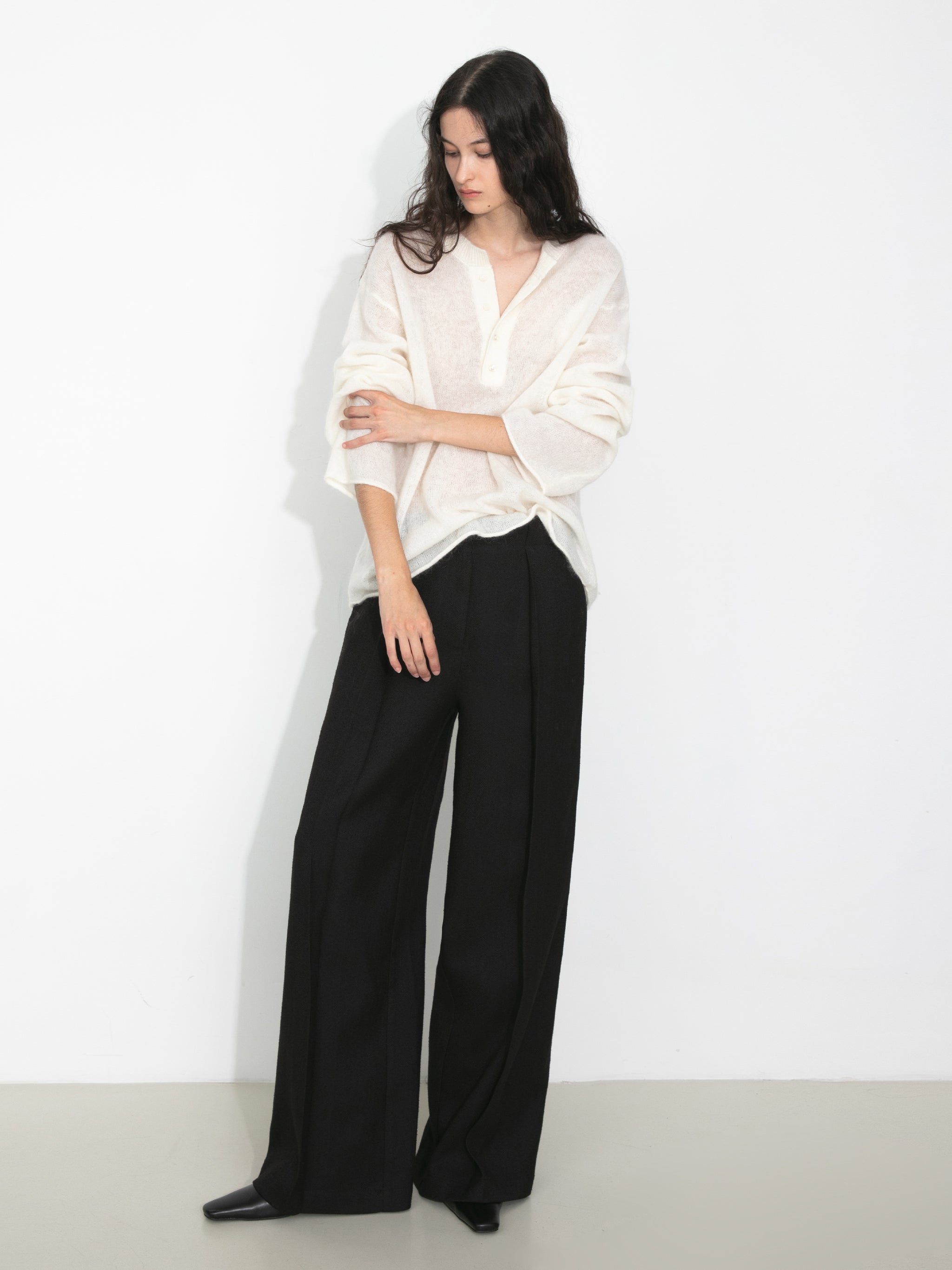 Henley Neck Loose-Fit Long-Sleeve Cover-Up-16