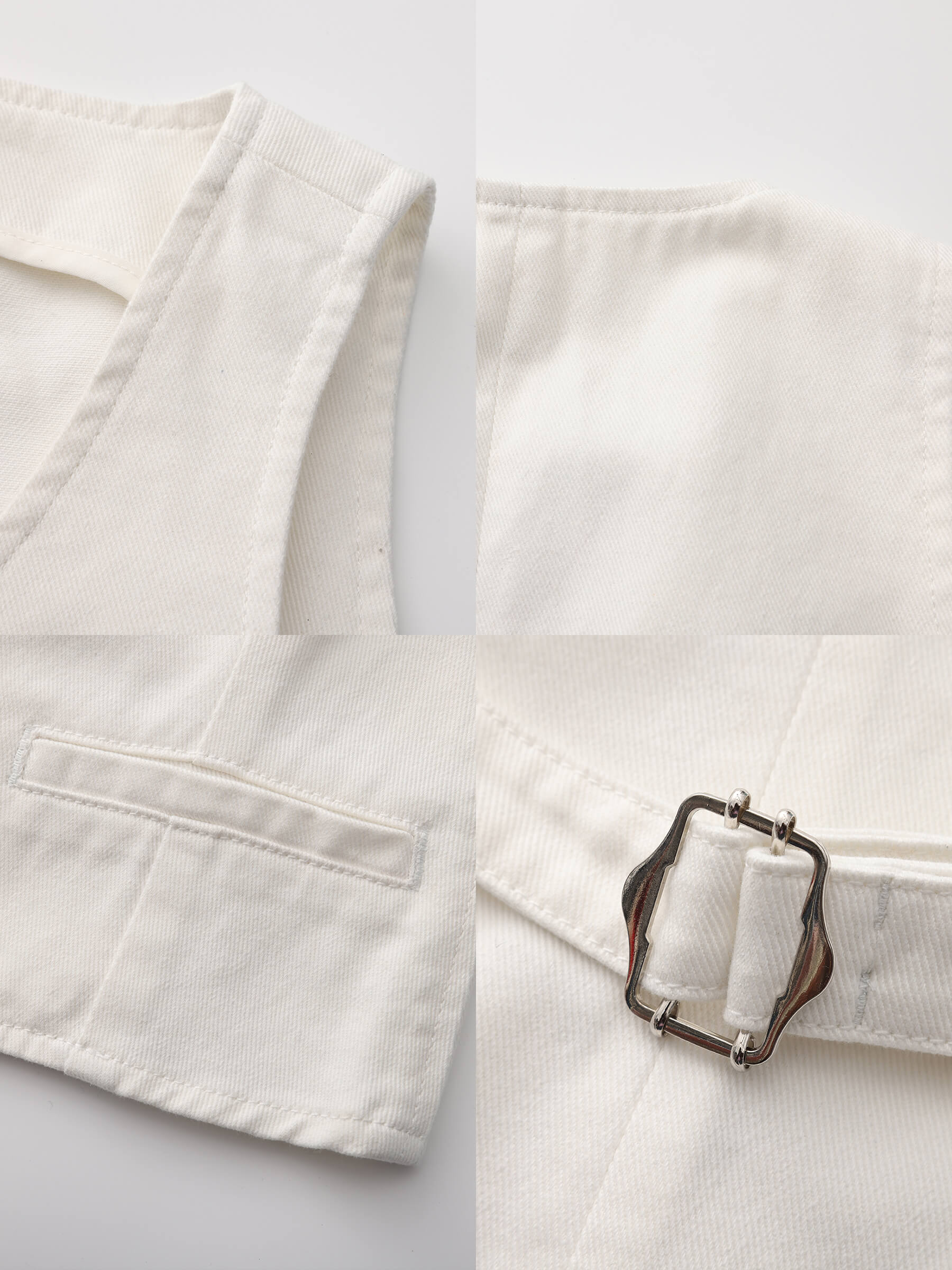 V-Neck Slim Fit Cropped Denim Vest-19