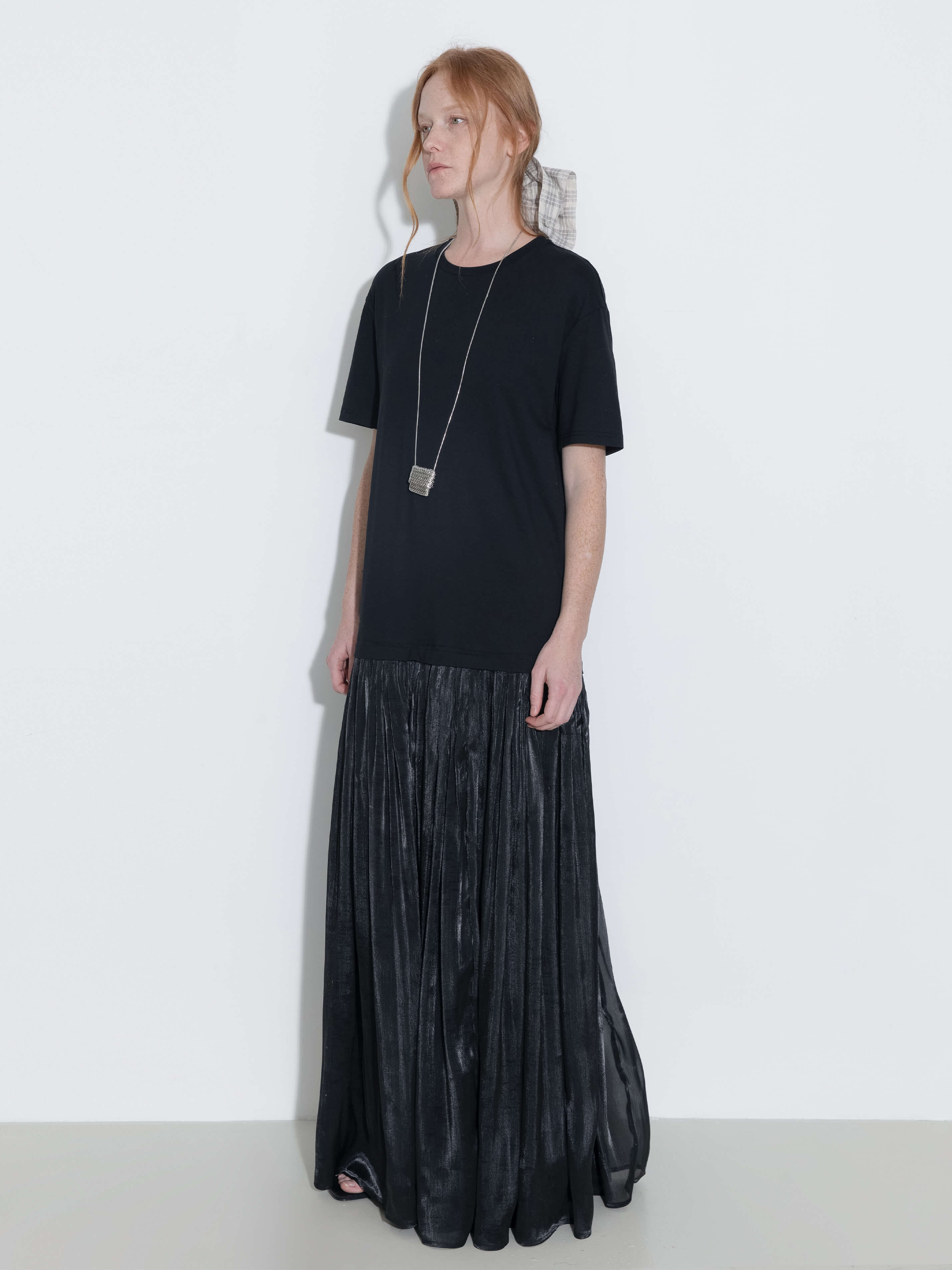 Oversized Round Neck Short Sleeve Pleated Dress-17