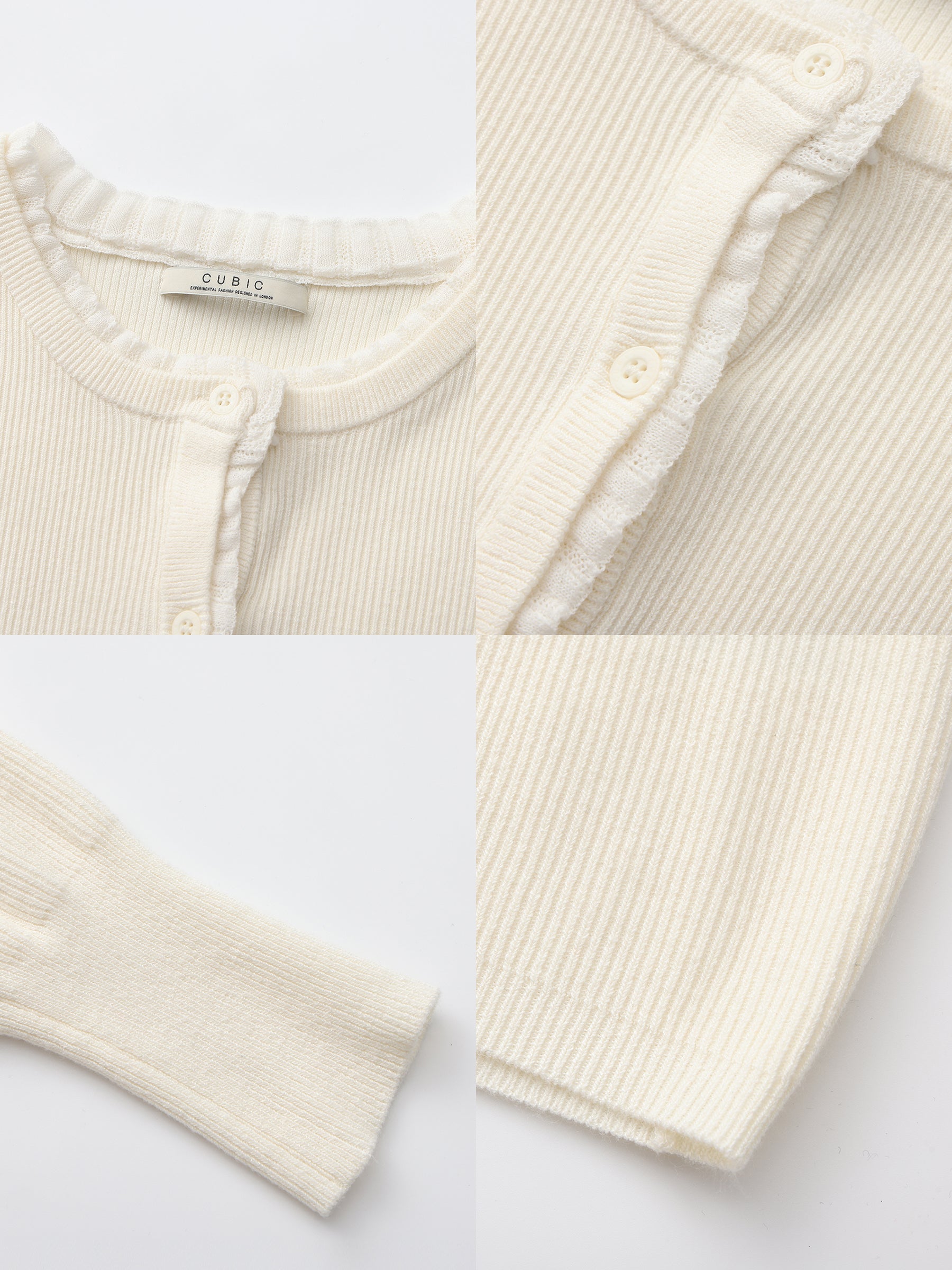 CUBIC Lace-trimmed Linen Knit Cardigan-17