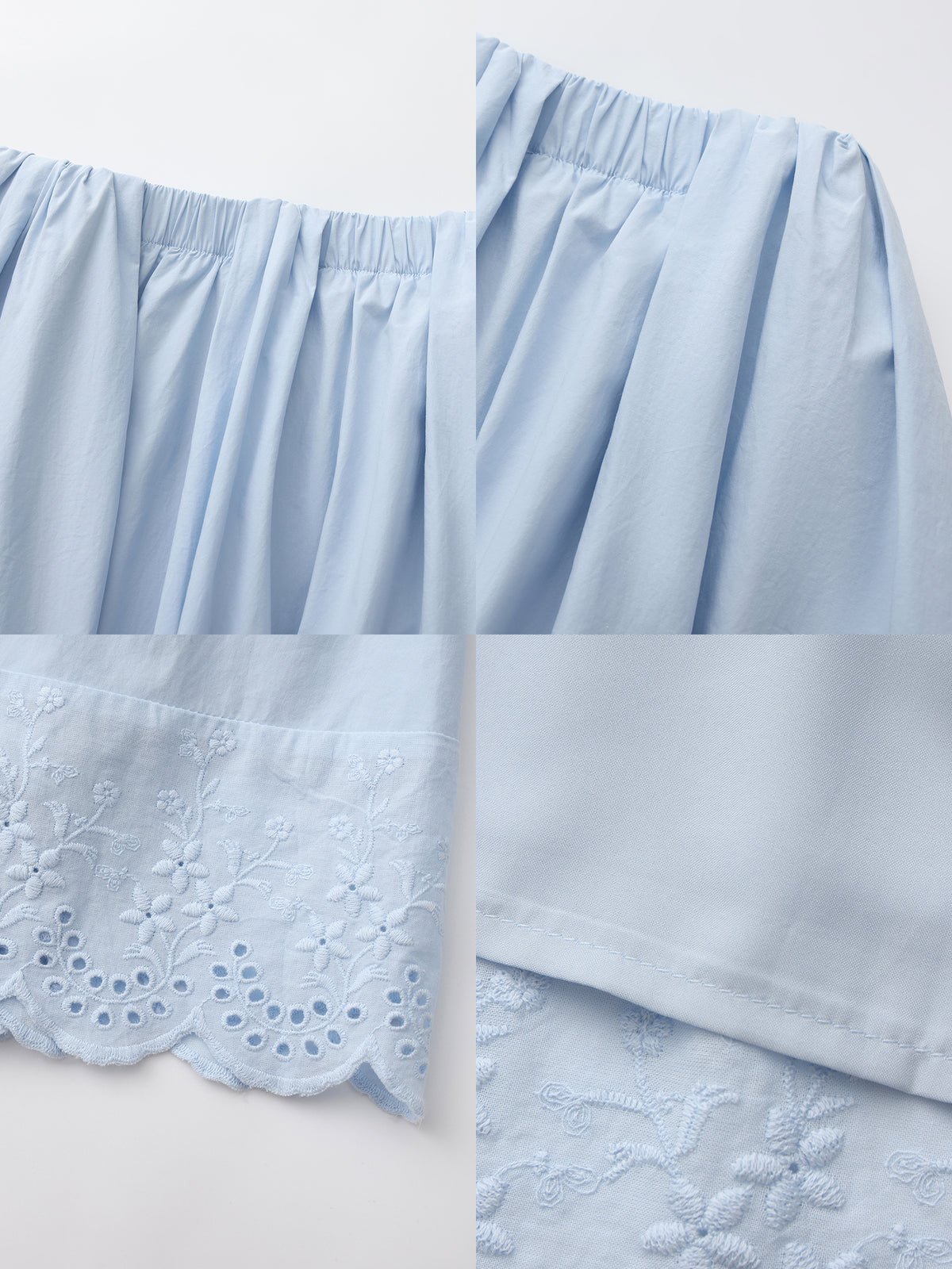 Embroidered A-Line Cotton Midi Skirt-17