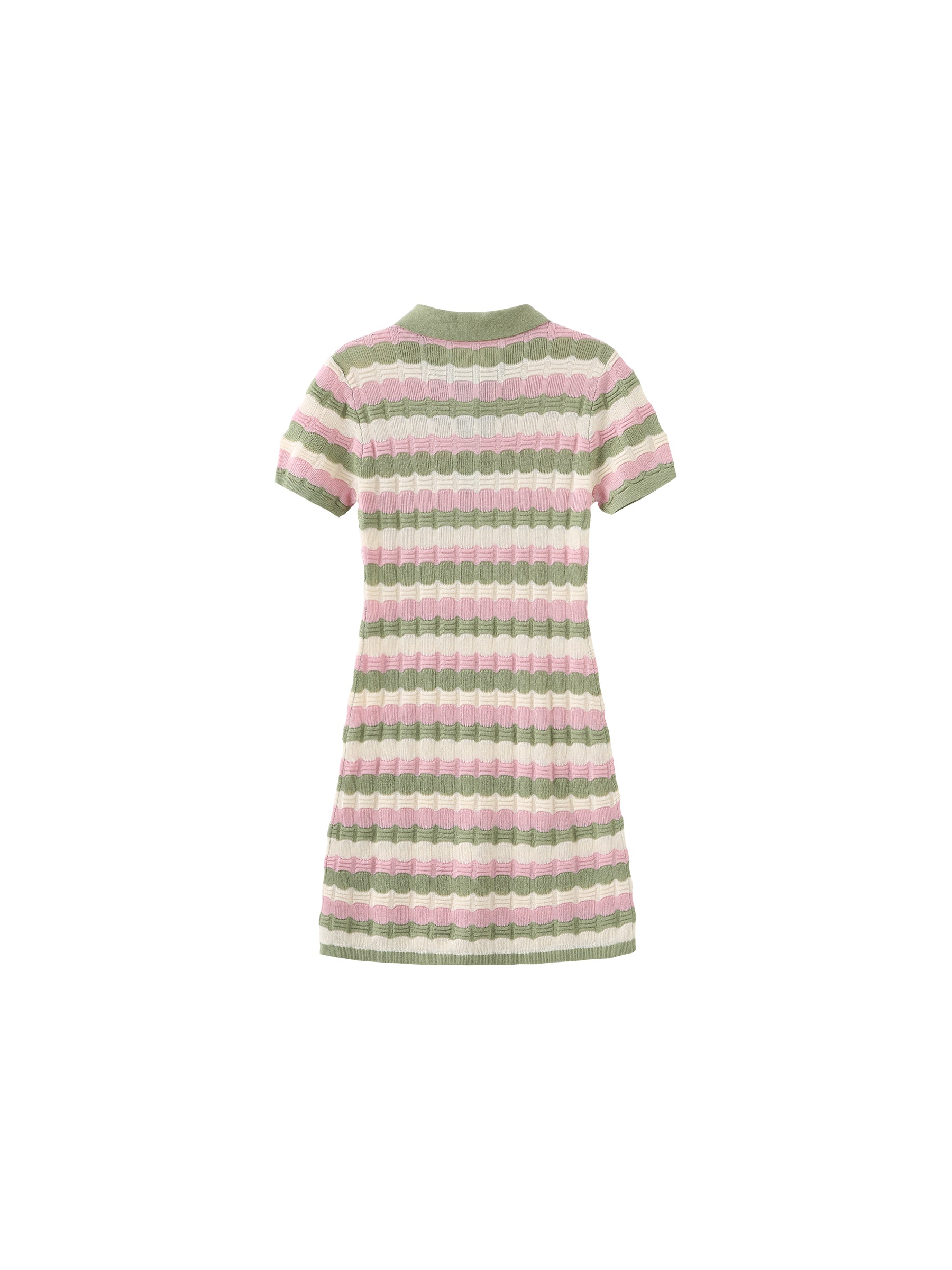 Polo Short Sleeve Striped Knit Dress-17