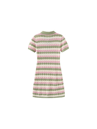 Polo Short Sleeve Striped Knit Dress