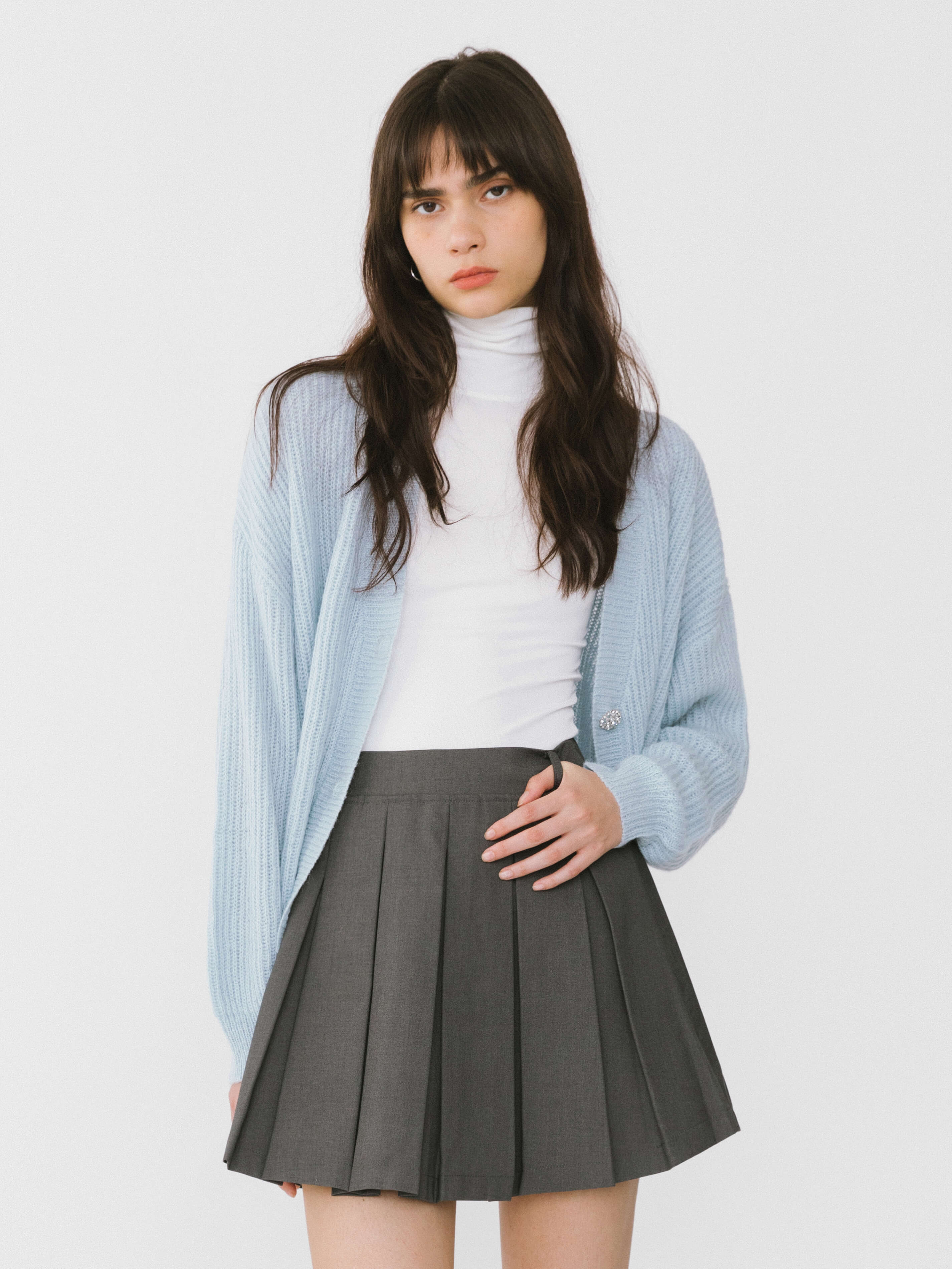 Casual V-Neck Ribbed Knit Cardigan with Wool Blend-17