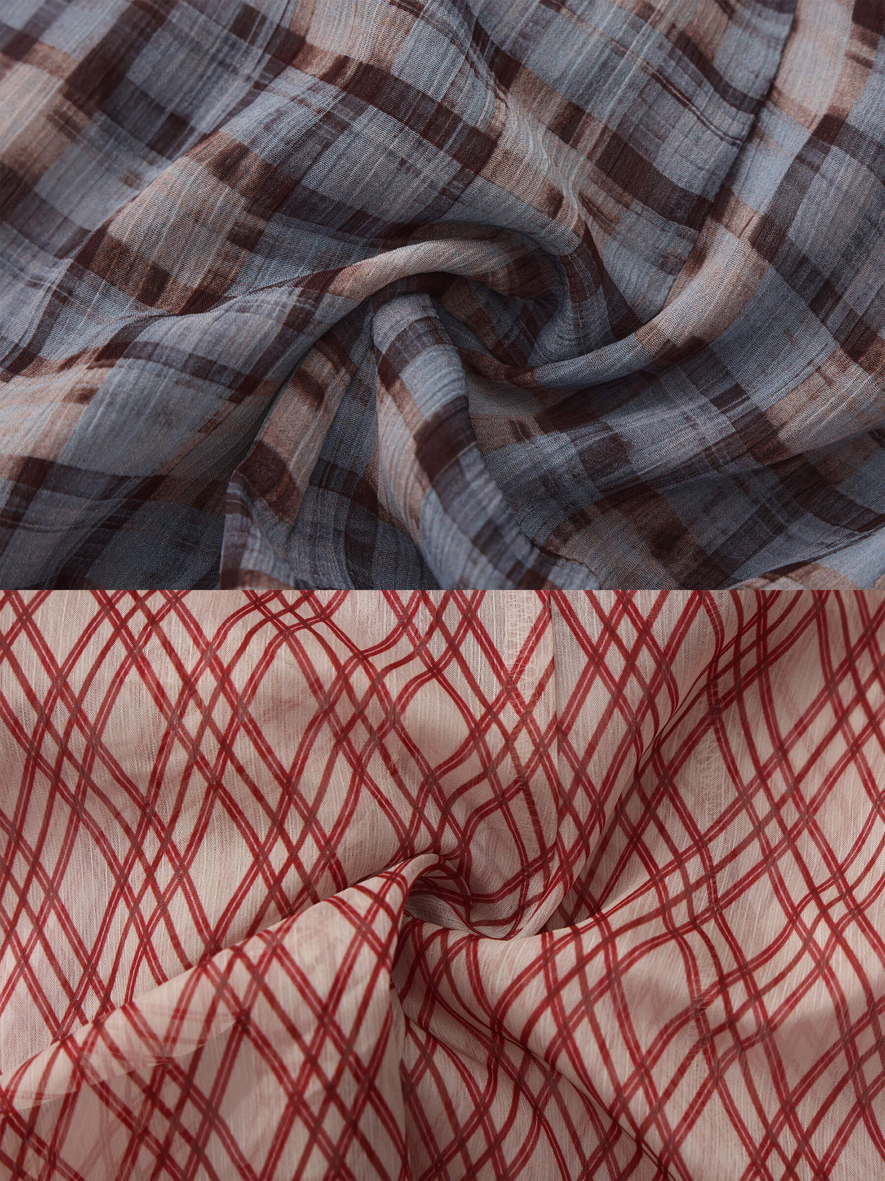 Semi-Sheer Ruffle Trim Check Shirt-22