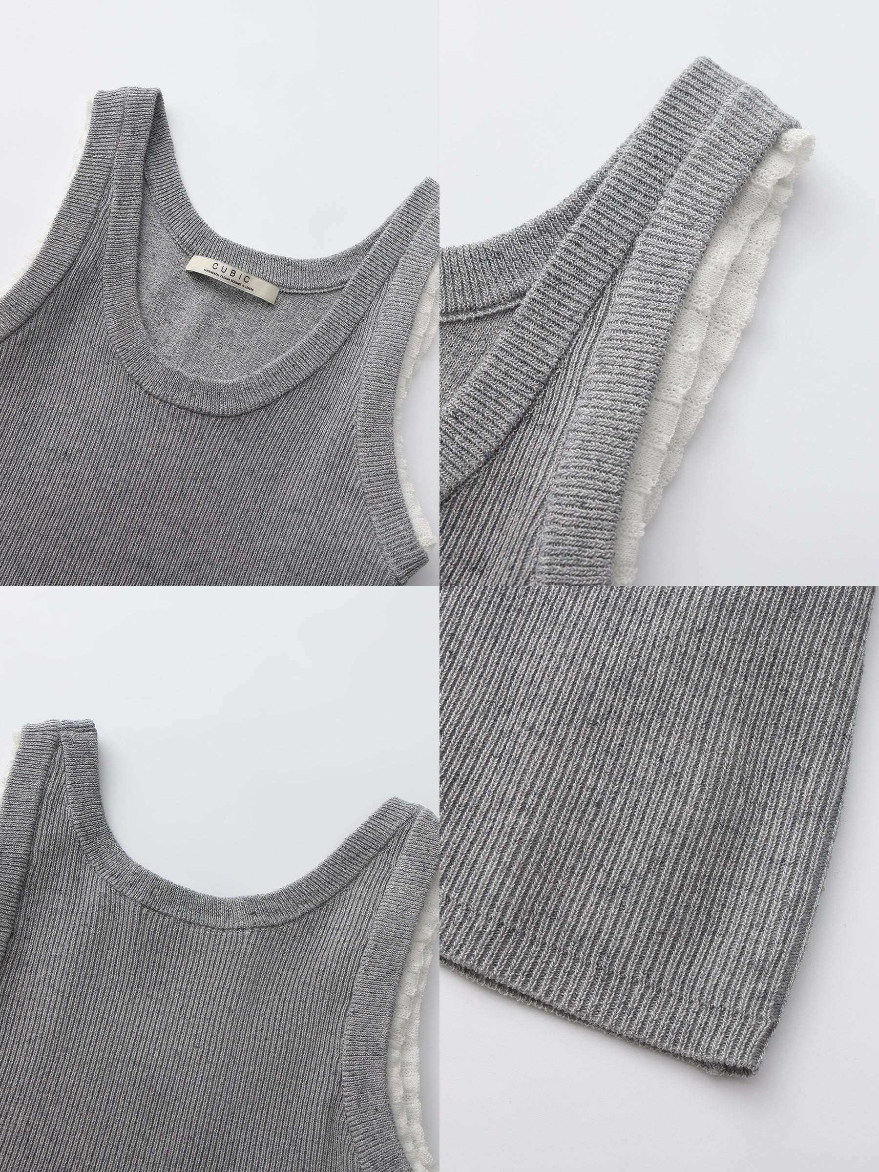 CUBIC Lace-trimmed Linen Knit Vest-17