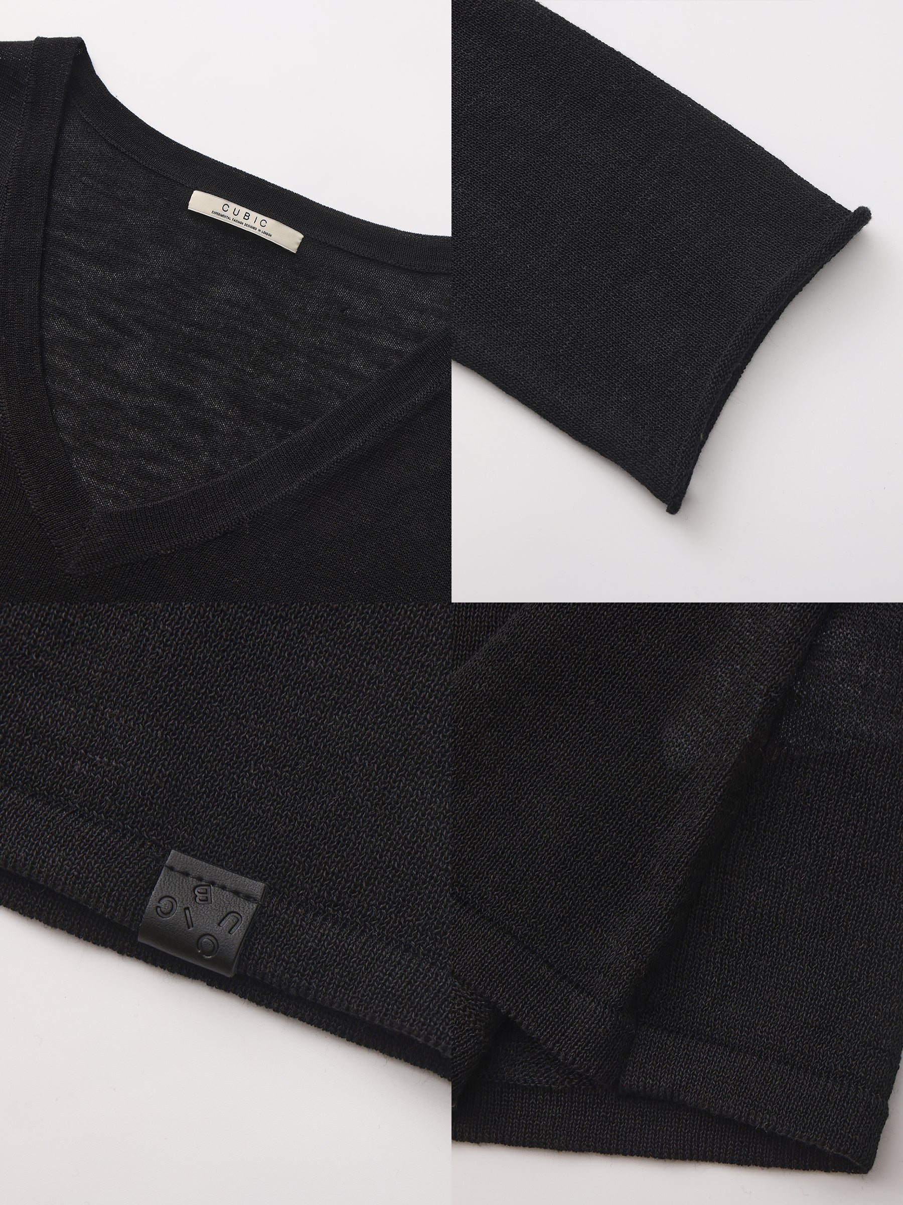 CUBIC Tencel Linen Blend V-Neck Knit Sweater-17