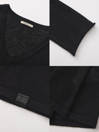 CUBIC Tencel Linen Blend V-Neck Knit Sweater