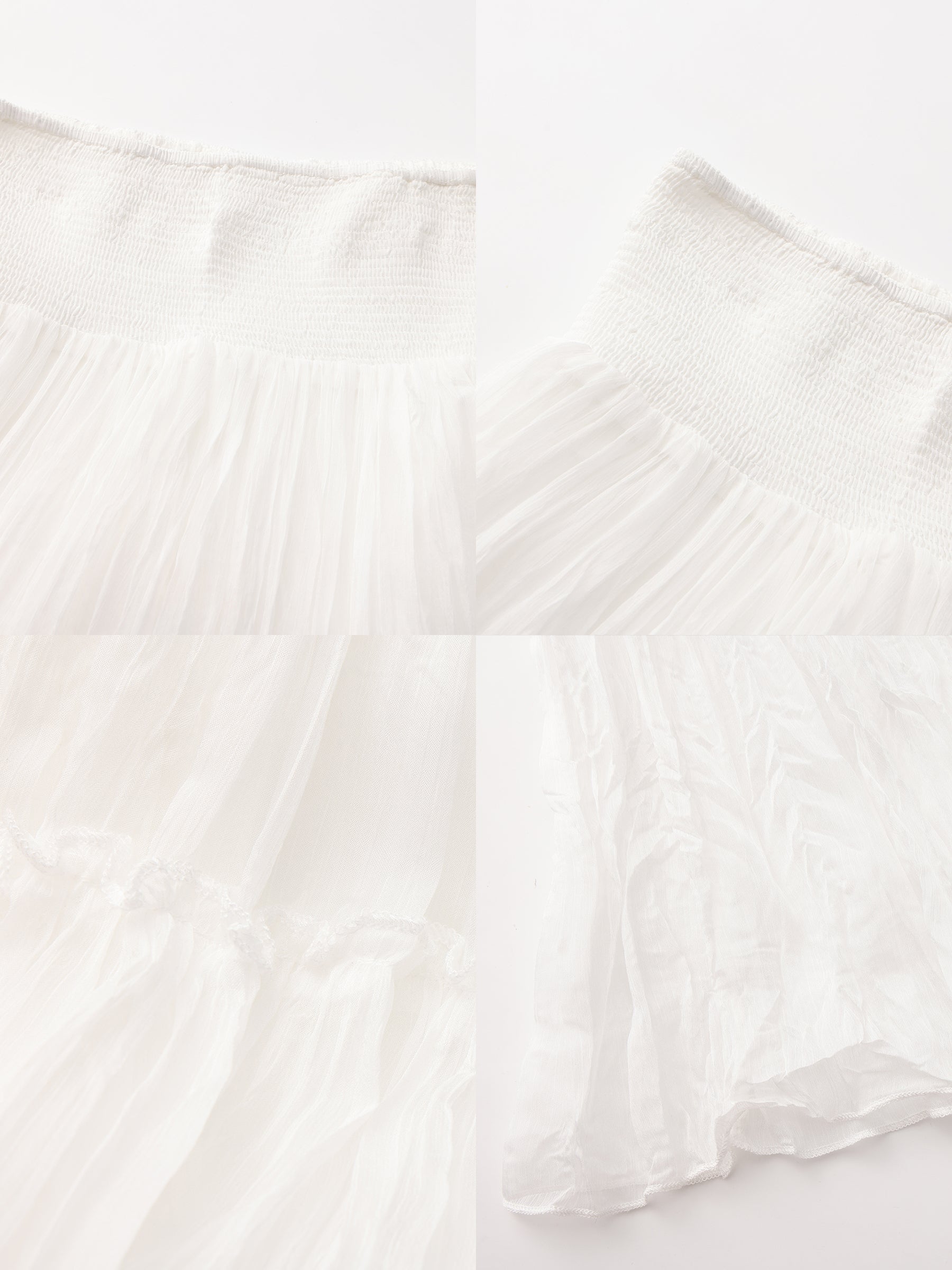 CUBIC Pleated and Gathered Design Tulle Skirt-17