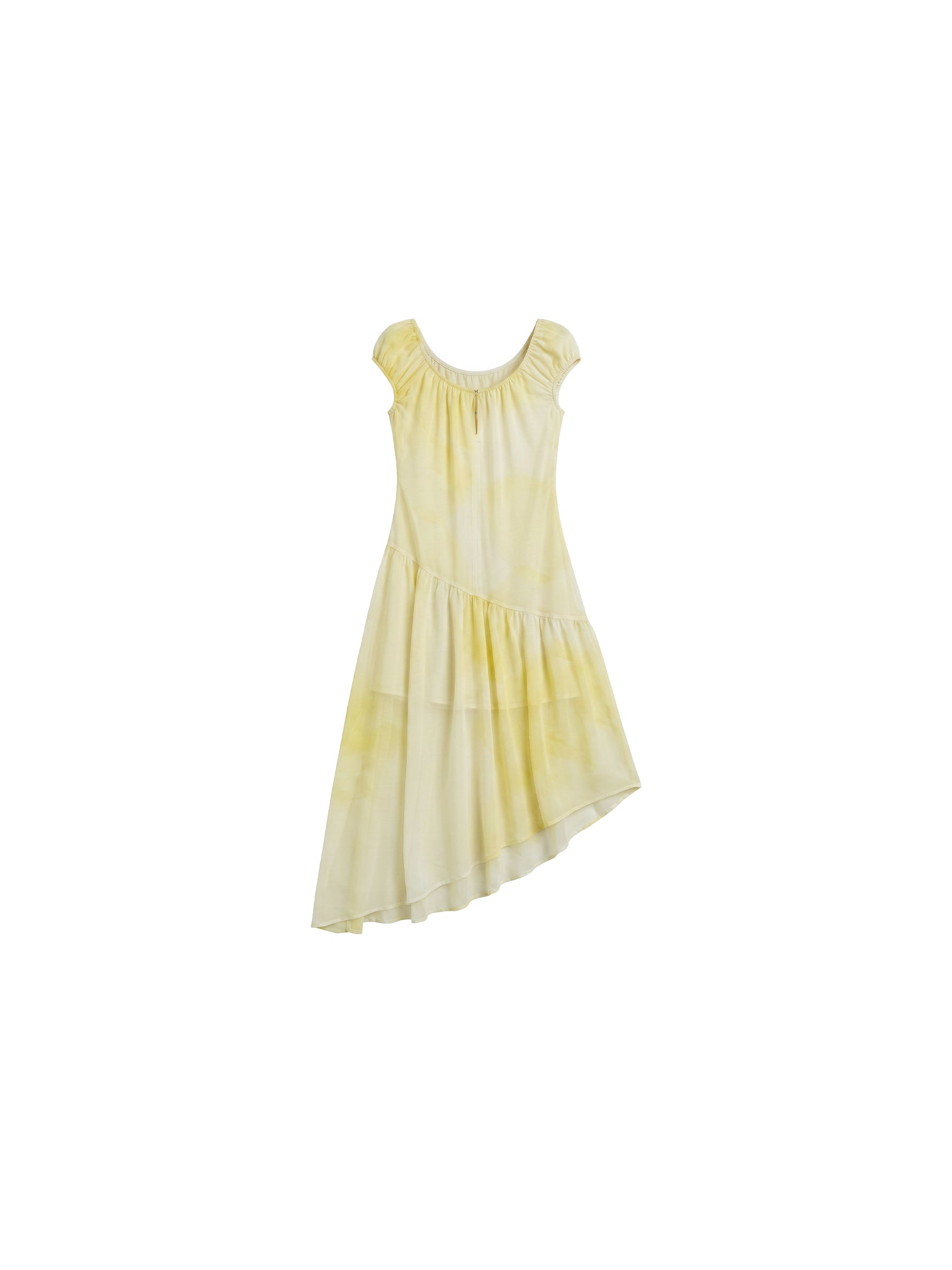 CUBIC Abstract Print Asymmetrical Chiffon Midi Dress-17
