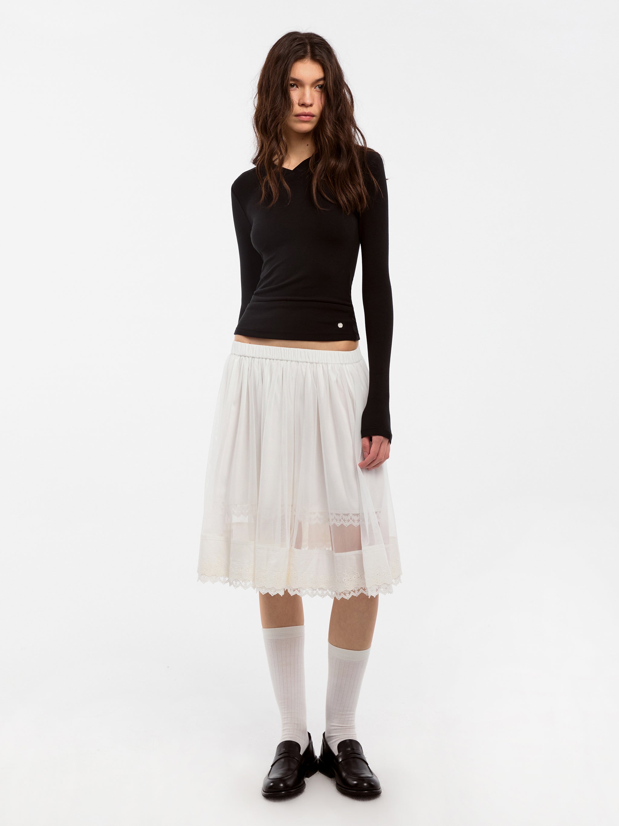 CUBIC Wool Blend V-Neck Knit T-Shirt-17