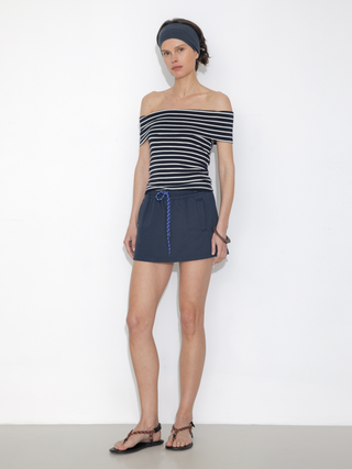 Striped Off-Shoulder Short-Sleeve Top