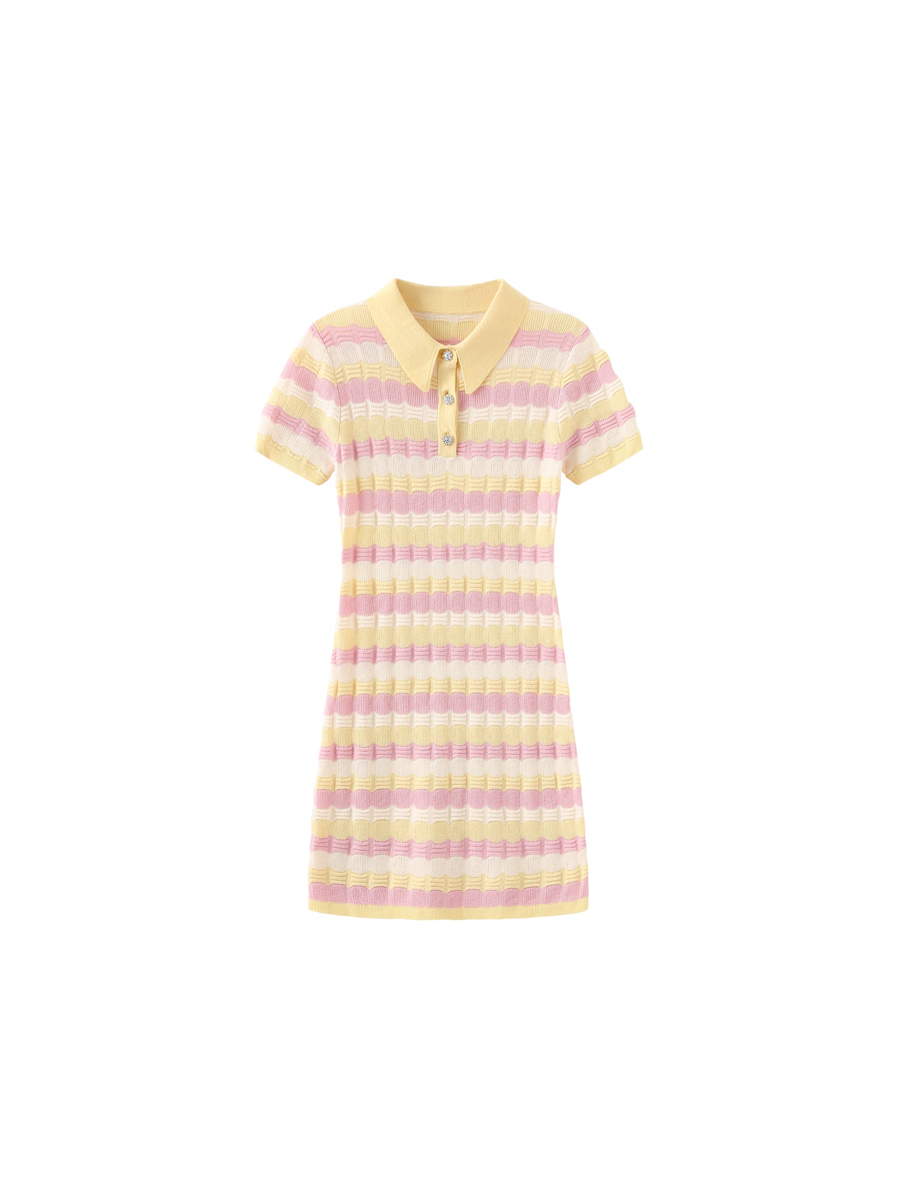 Polo Short Sleeve Striped Knit Dress-18