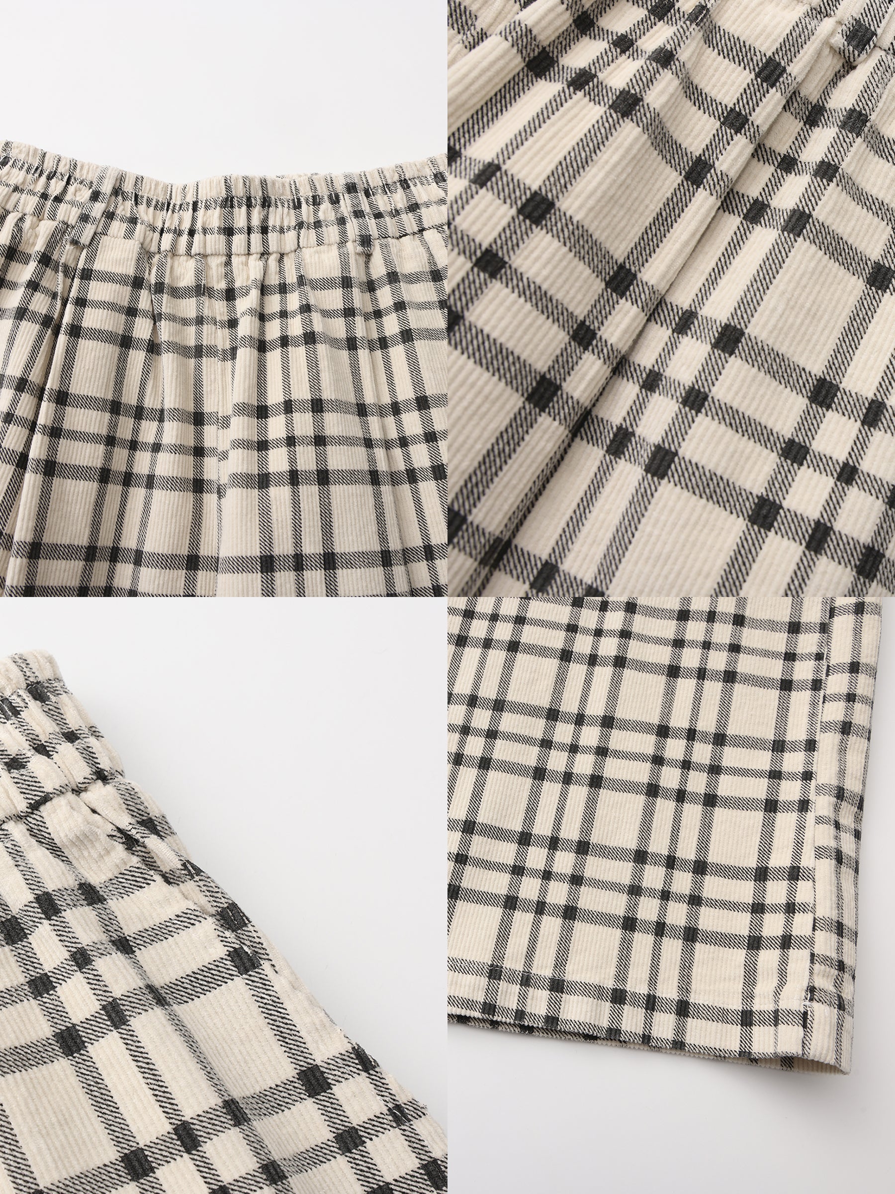 Vintage Plaid Curved Cropped Trousers-17