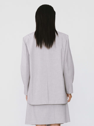 Oversized Shoulder Single Breasted Blazer with Wool Blend